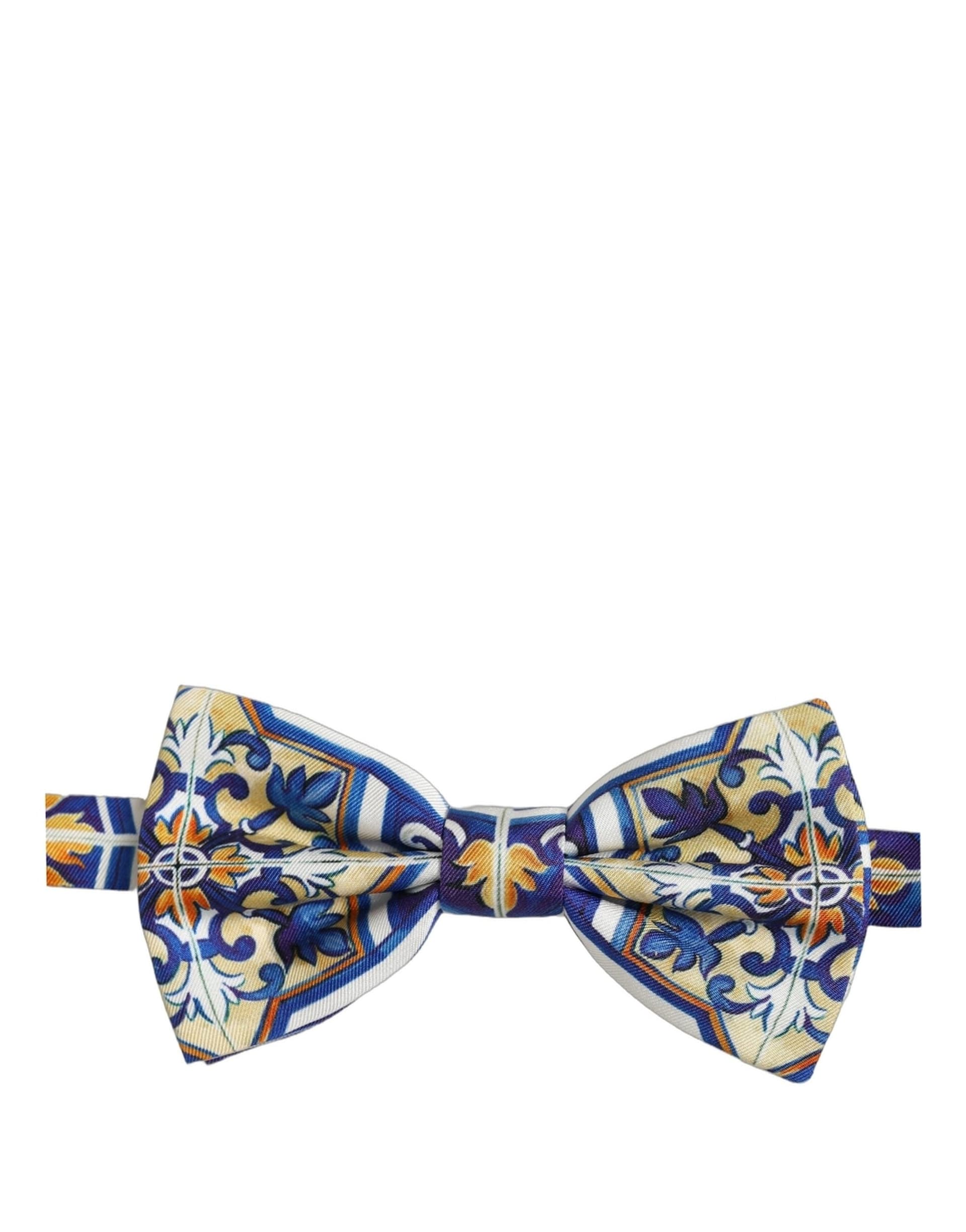 Dolce & Gabbana Men Multicolor Majolica Adjustable Neck Papillon Bow Tie - 4