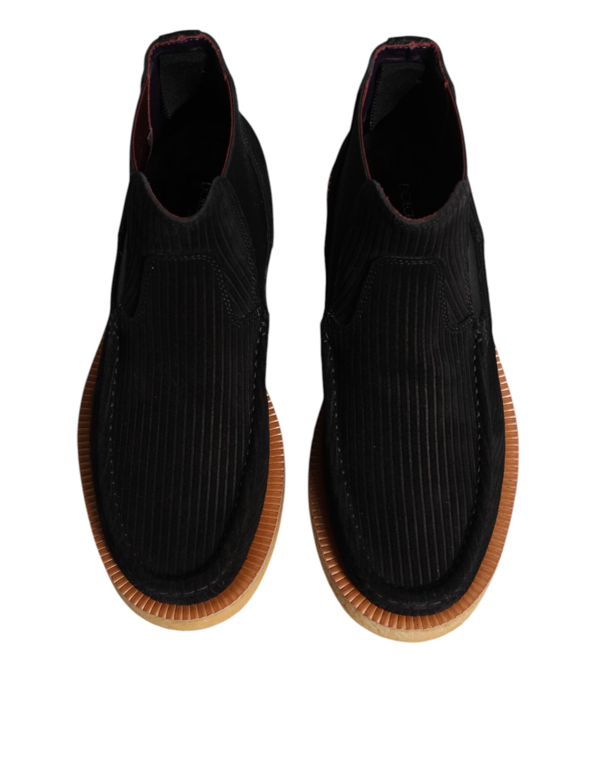 Dolce & Gabbana Black Calf Suede Slip On Ankle Boots Shoes - 2