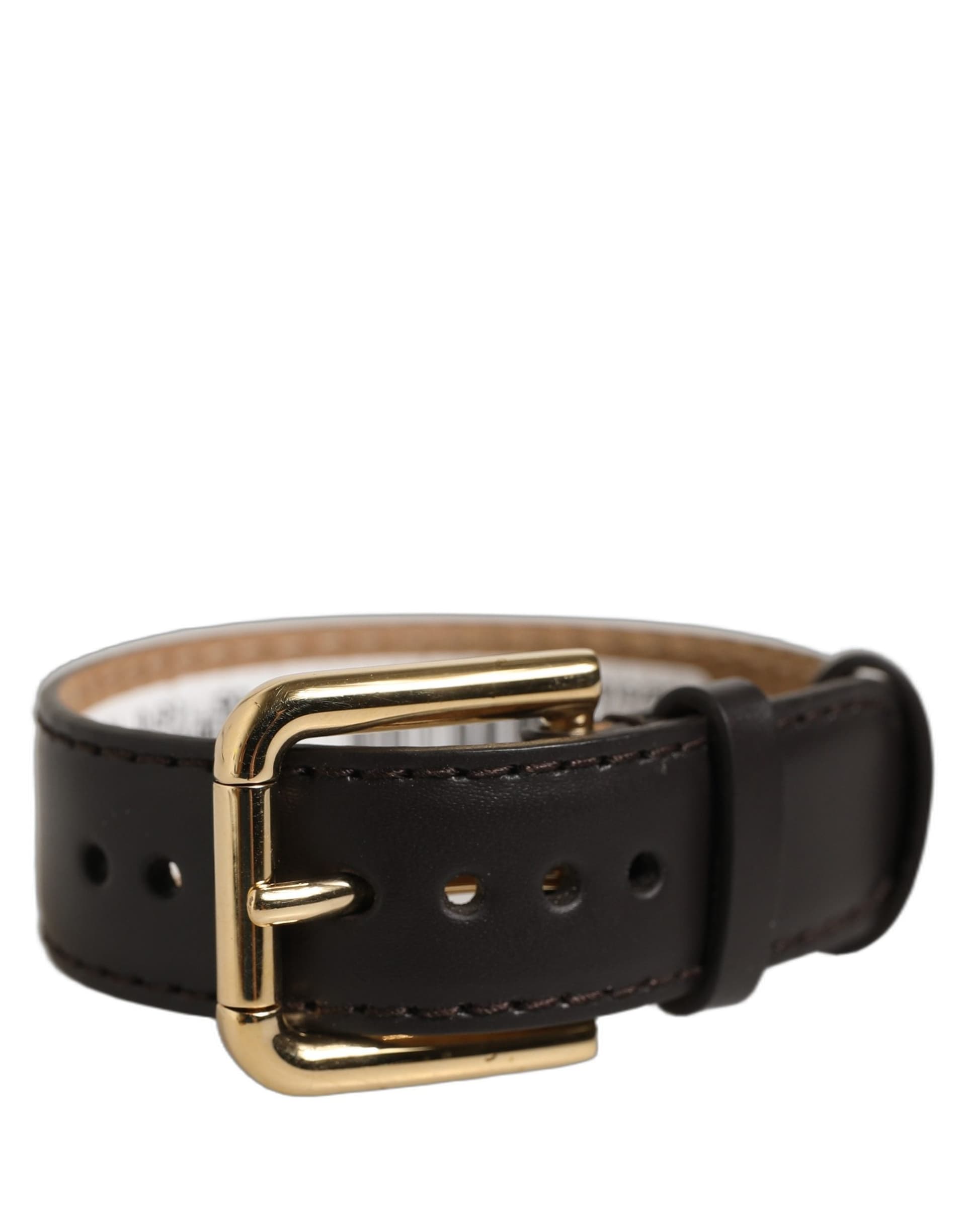 Dolce & Gabbana Black Calfskin Leather Gold Buckle Belt Strap Bracelet - 2