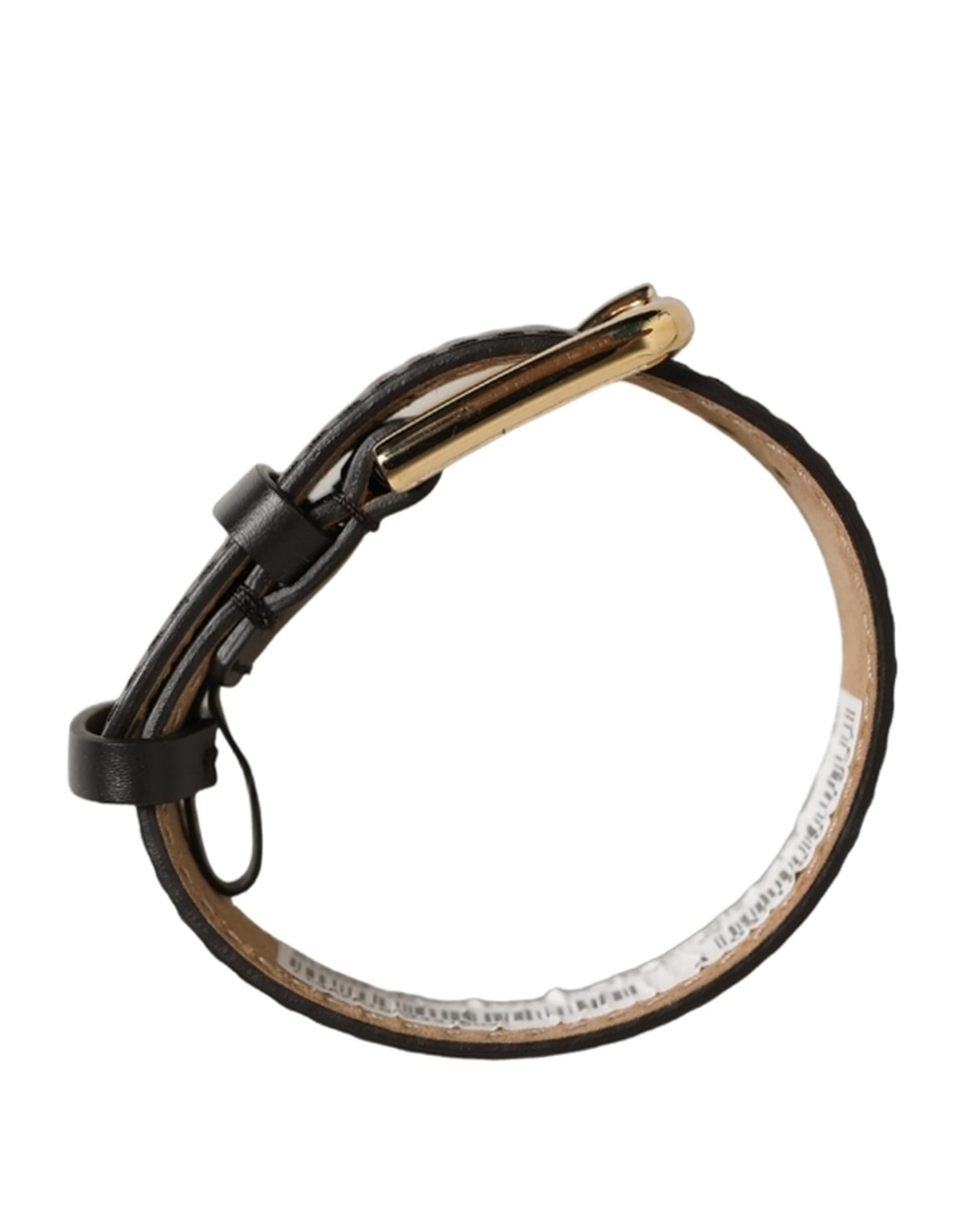 Dolce & Gabbana Black Calfskin Leather Gold Buckle Belt Strap Bracelet - 7