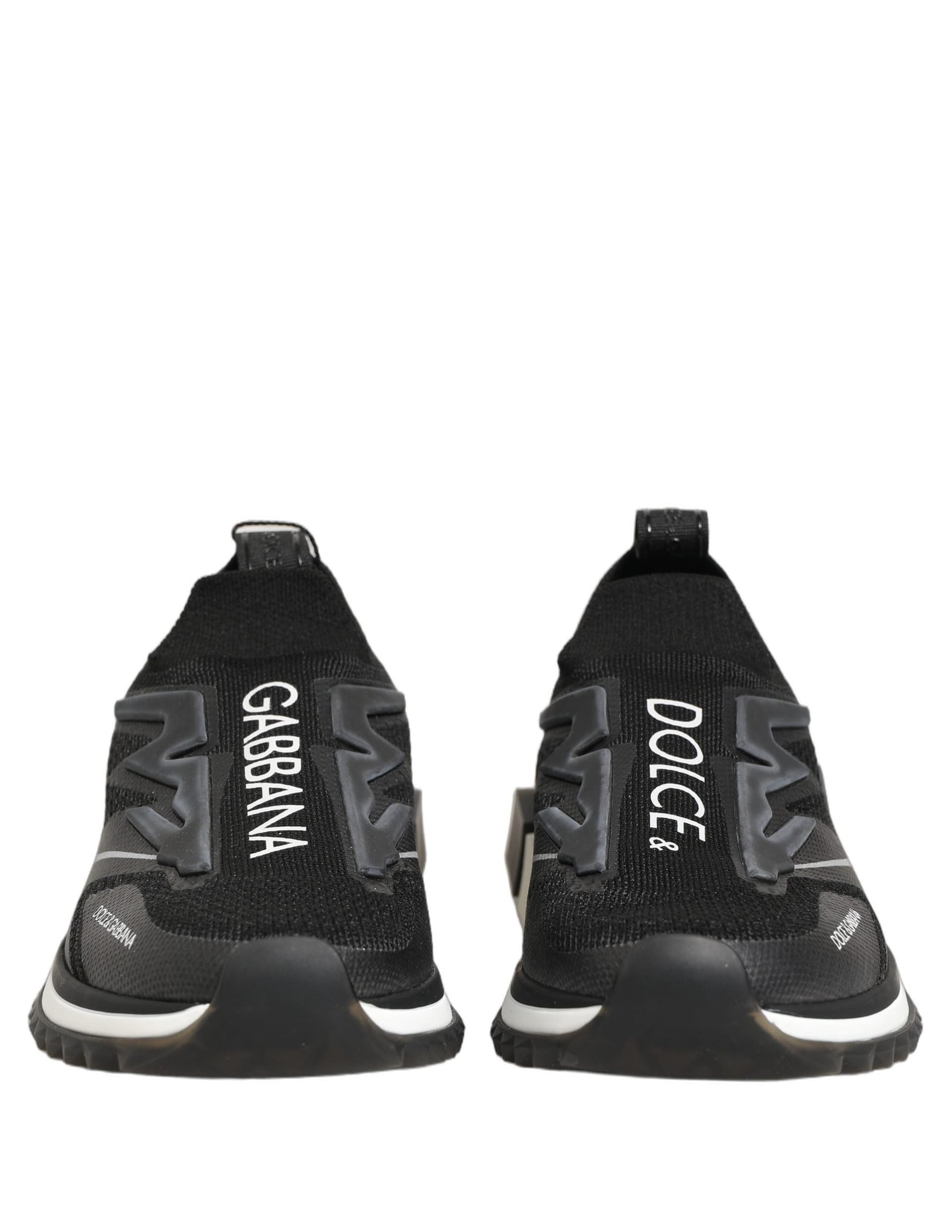 Dolce & Gabbana Black White Sorrento Slip-On Logo Sneakers Shoes - 2