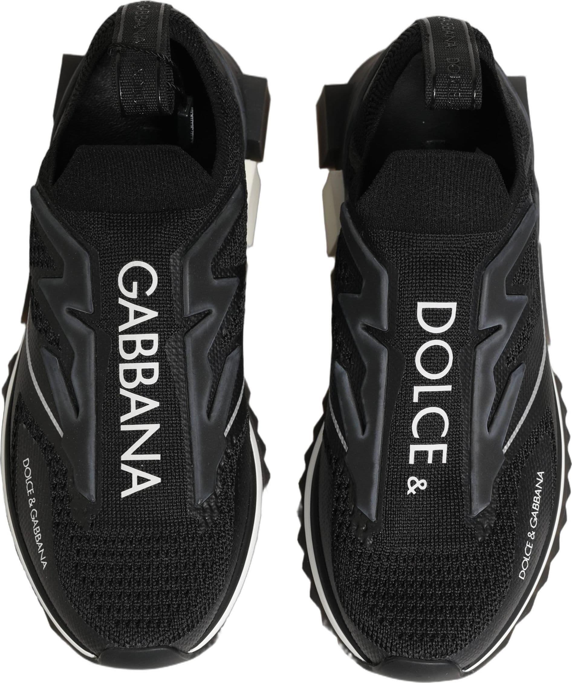 Dolce & Gabbana Black White Sorrento Slip-On Logo Sneakers Shoes - 3