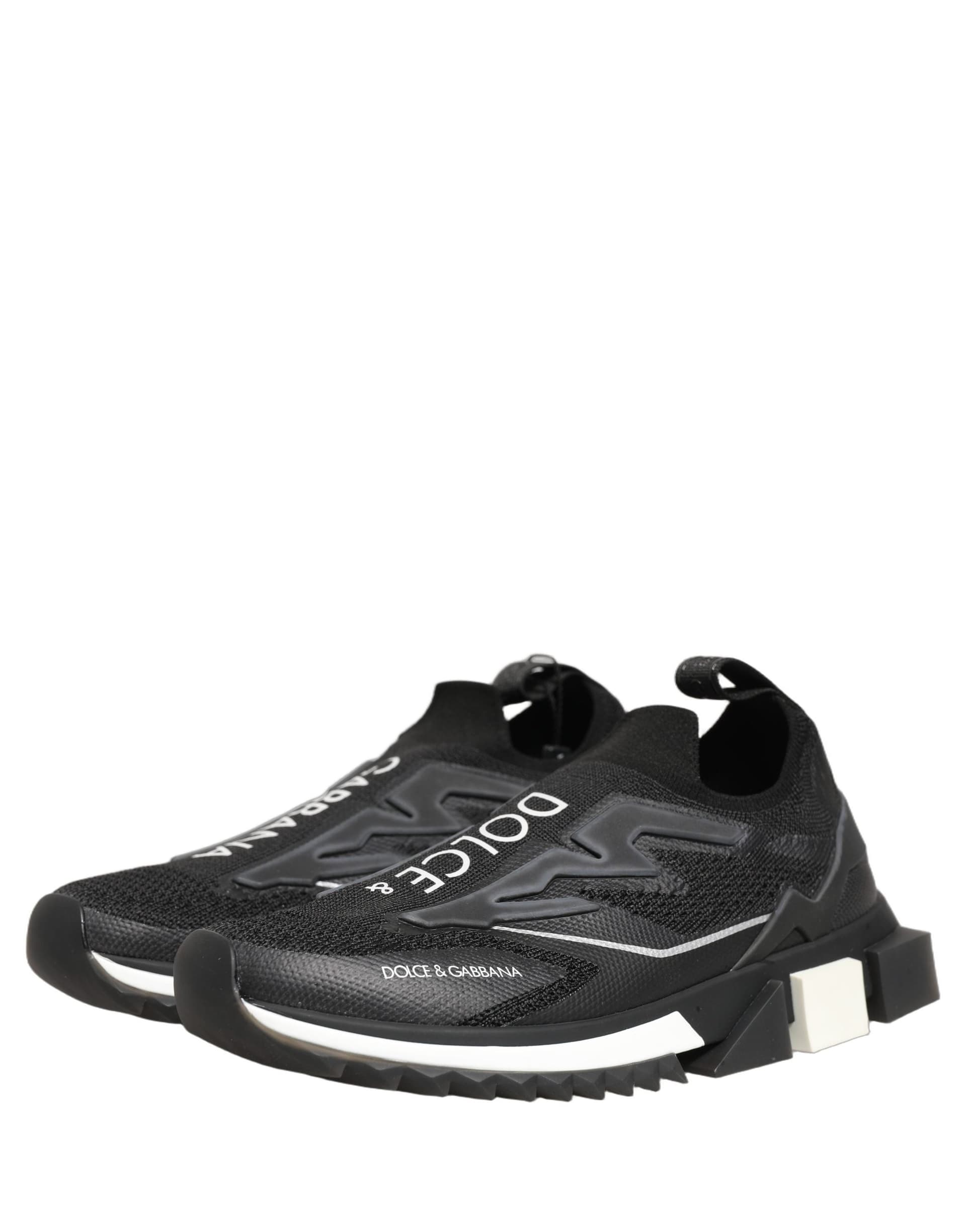 Dolce & Gabbana Black White Sorrento Slip-On Logo Sneakers Shoes - 4