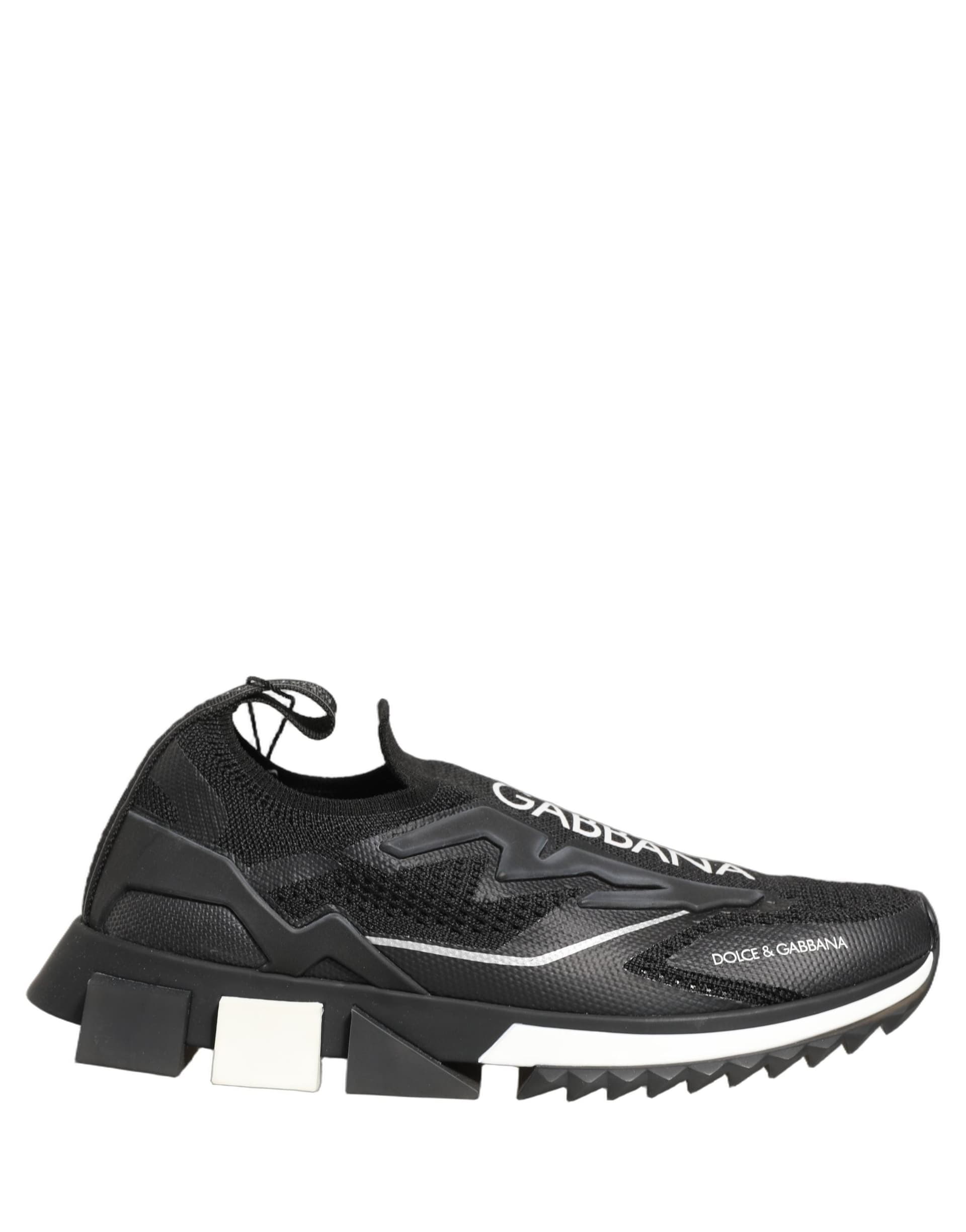 Dolce & Gabbana Black White Sorrento Slip-On Logo Sneakers Shoes - 8