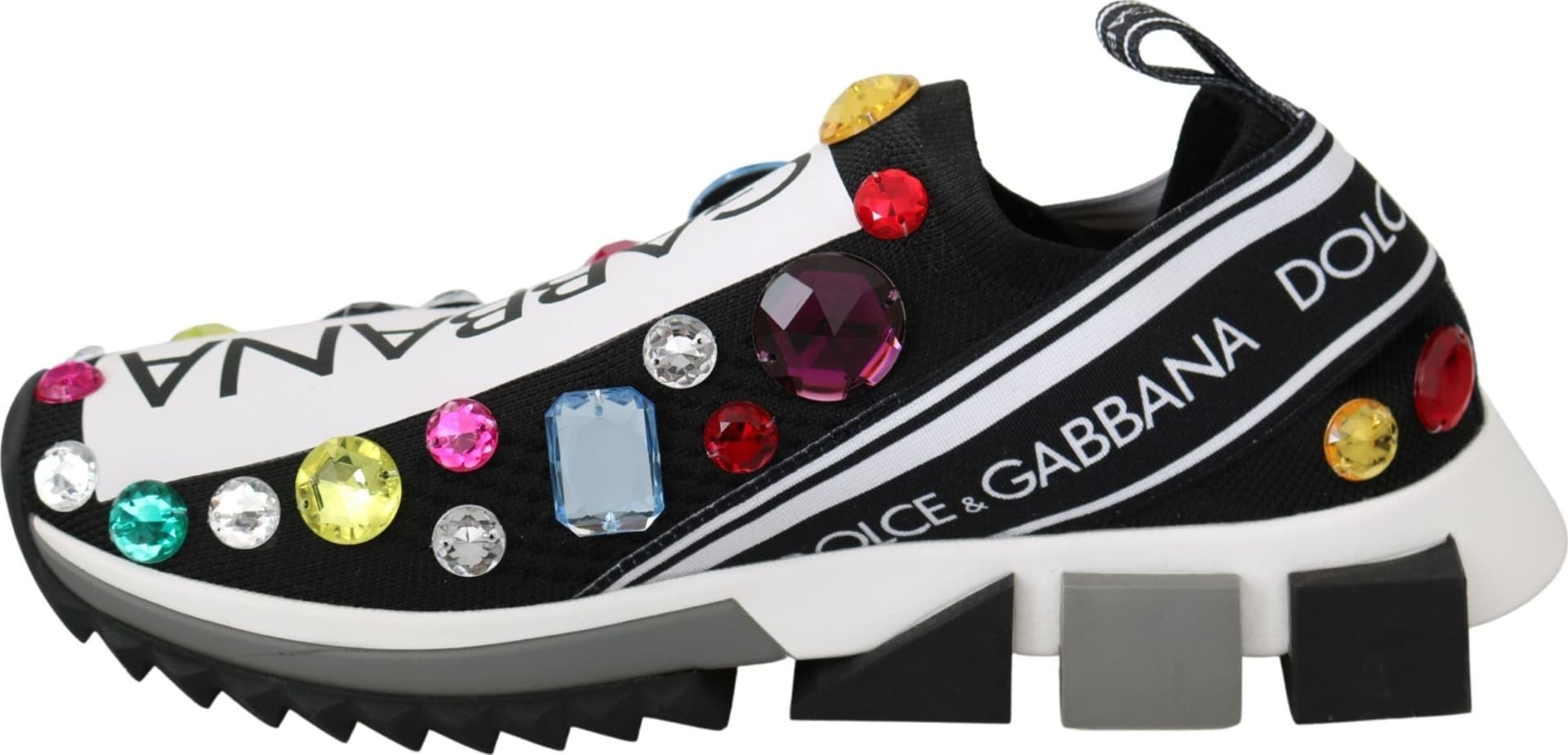 Dolce & Gabbana Black Multicolor Crystal Sneakers Shoes - 5