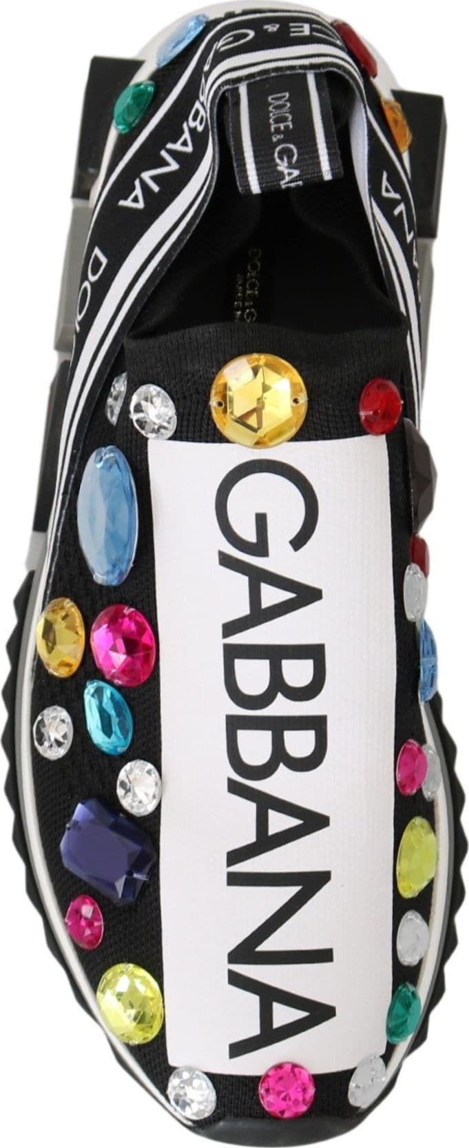 Dolce & Gabbana Black Multicolor Crystal Sneakers Shoes - 7