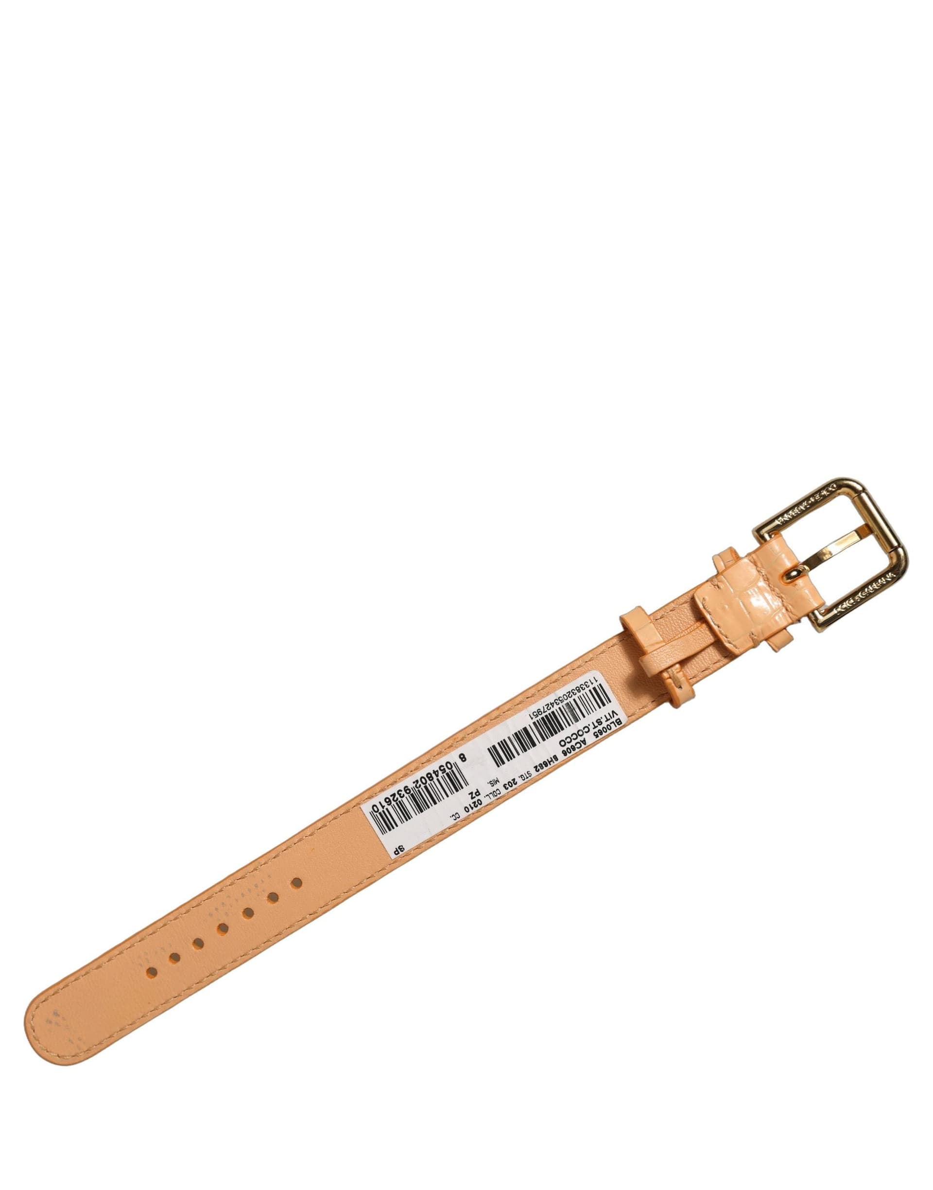 Dolce & Gabbana Beige Embossed Leather Gold Buckle Belt Strap Bracelet - 4