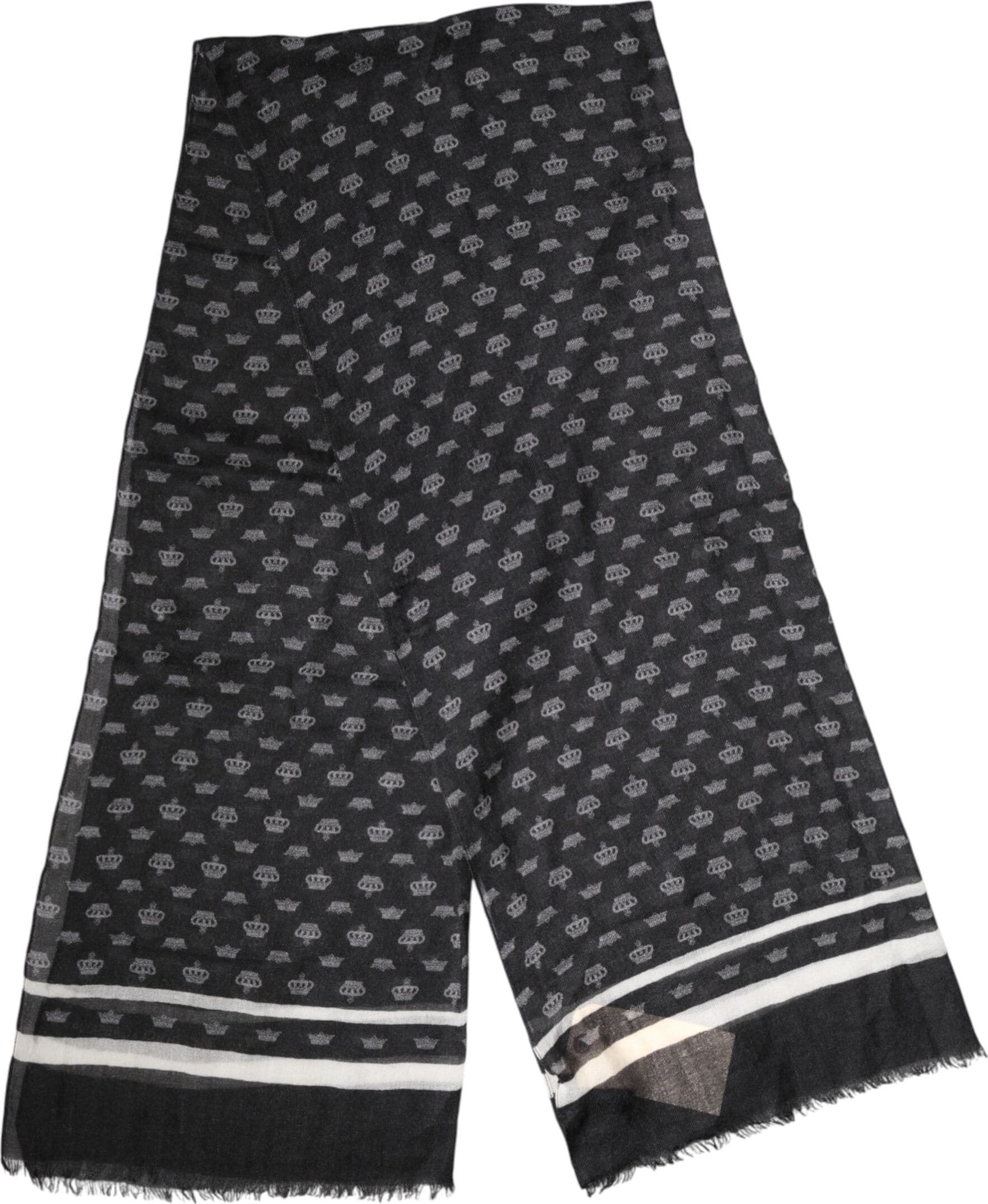 Dolce & Gabbana Black Crown Cashmere Neck Wrap Shawl Scarf - 2