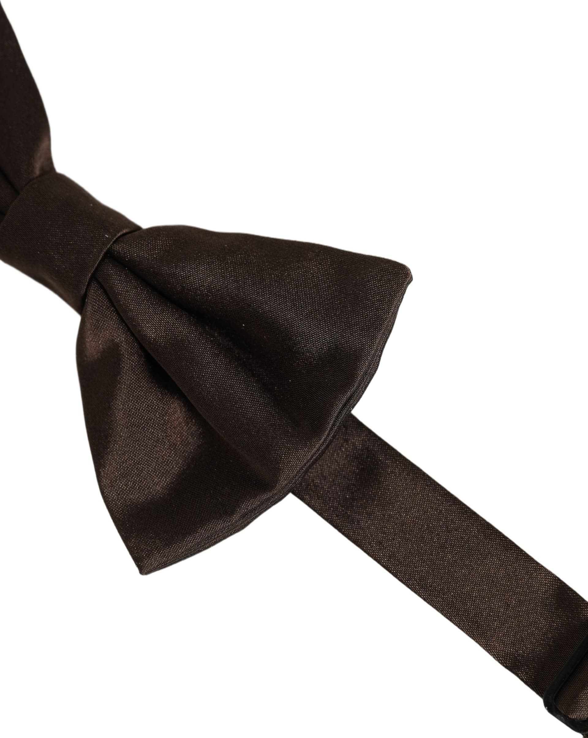 Dolce & Gabbana Men Brown 100% Silk Adjustable Neck Papillon Bow Tie - 3