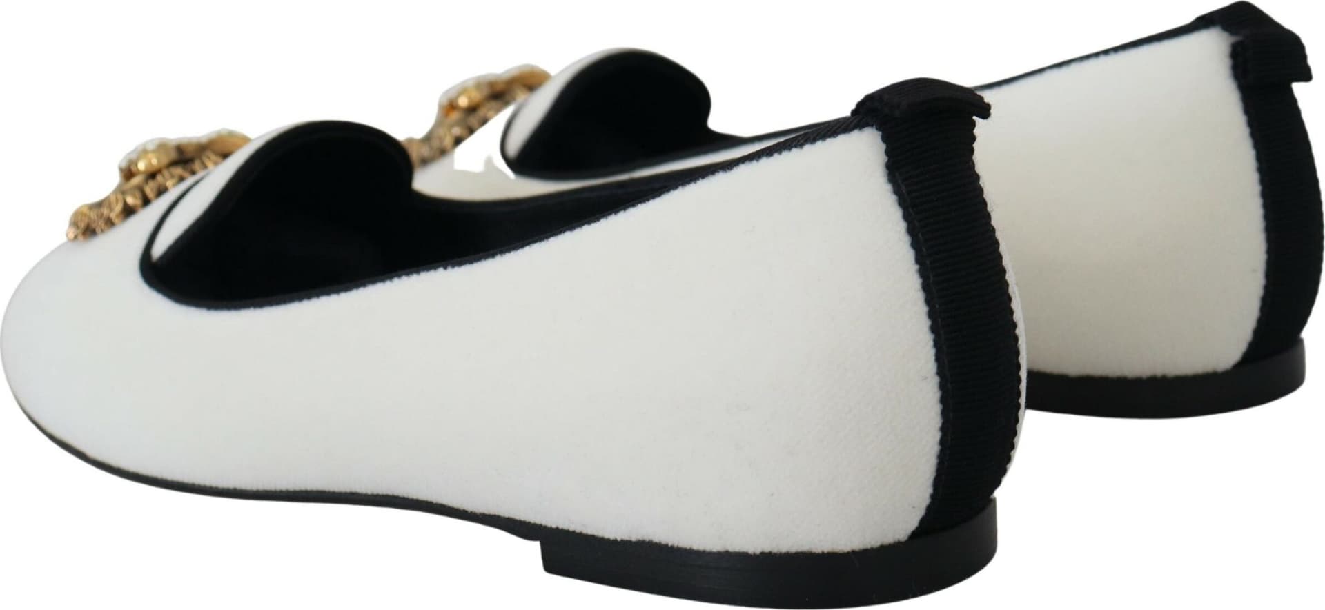 Dolce & Gabbana White Velvet Slip Ons Loafers Flats Shoes - 4