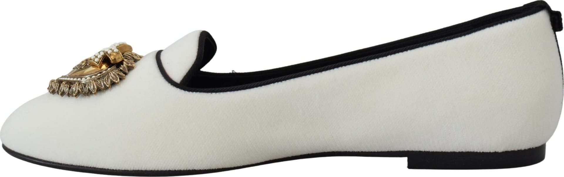 Dolce & Gabbana White Velvet Slip Ons Loafers Flats Shoes - 5