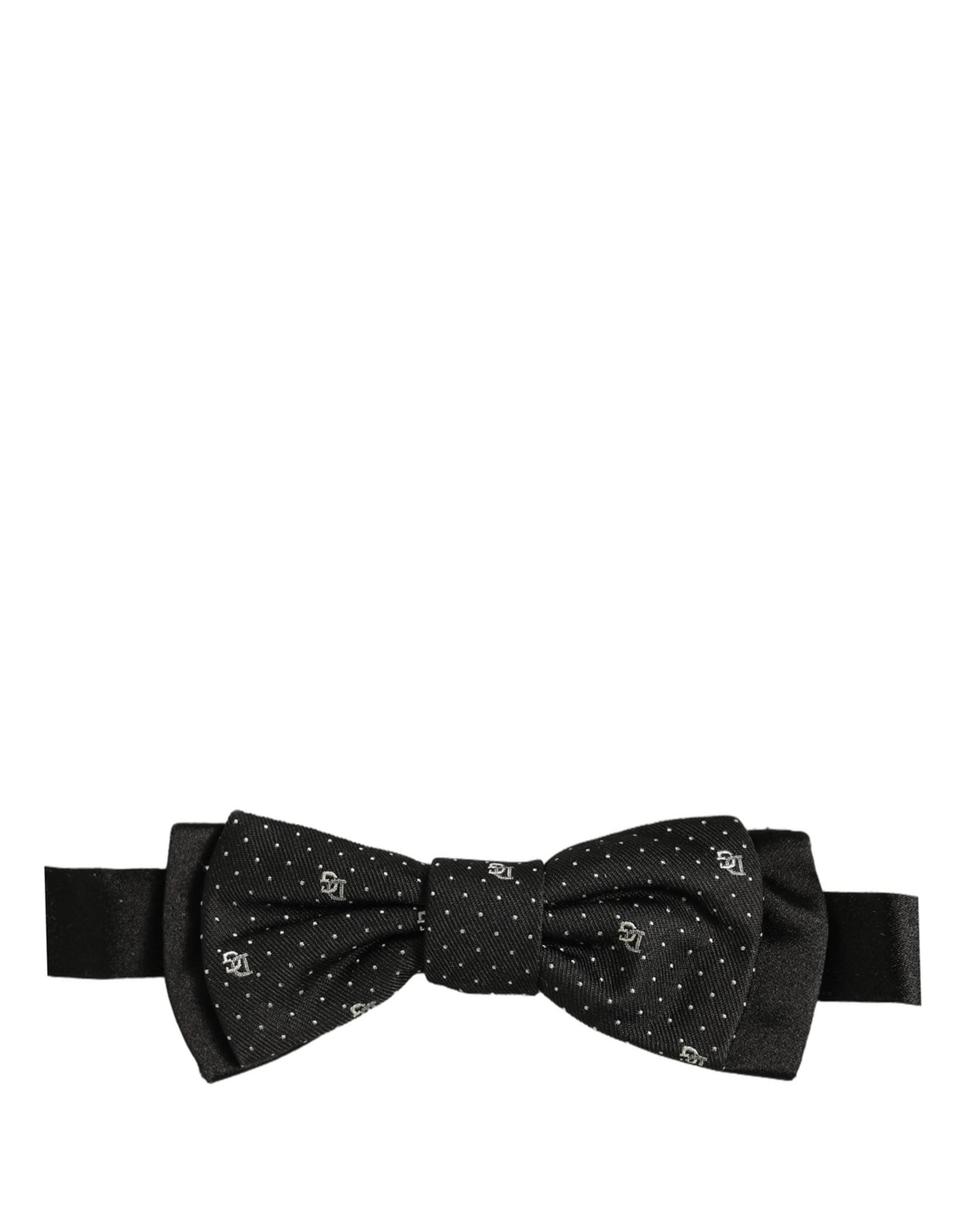 Dolce & Gabbana Men Black DG Polka Dot Adjustable Neck Papillon Bow Tie - 5