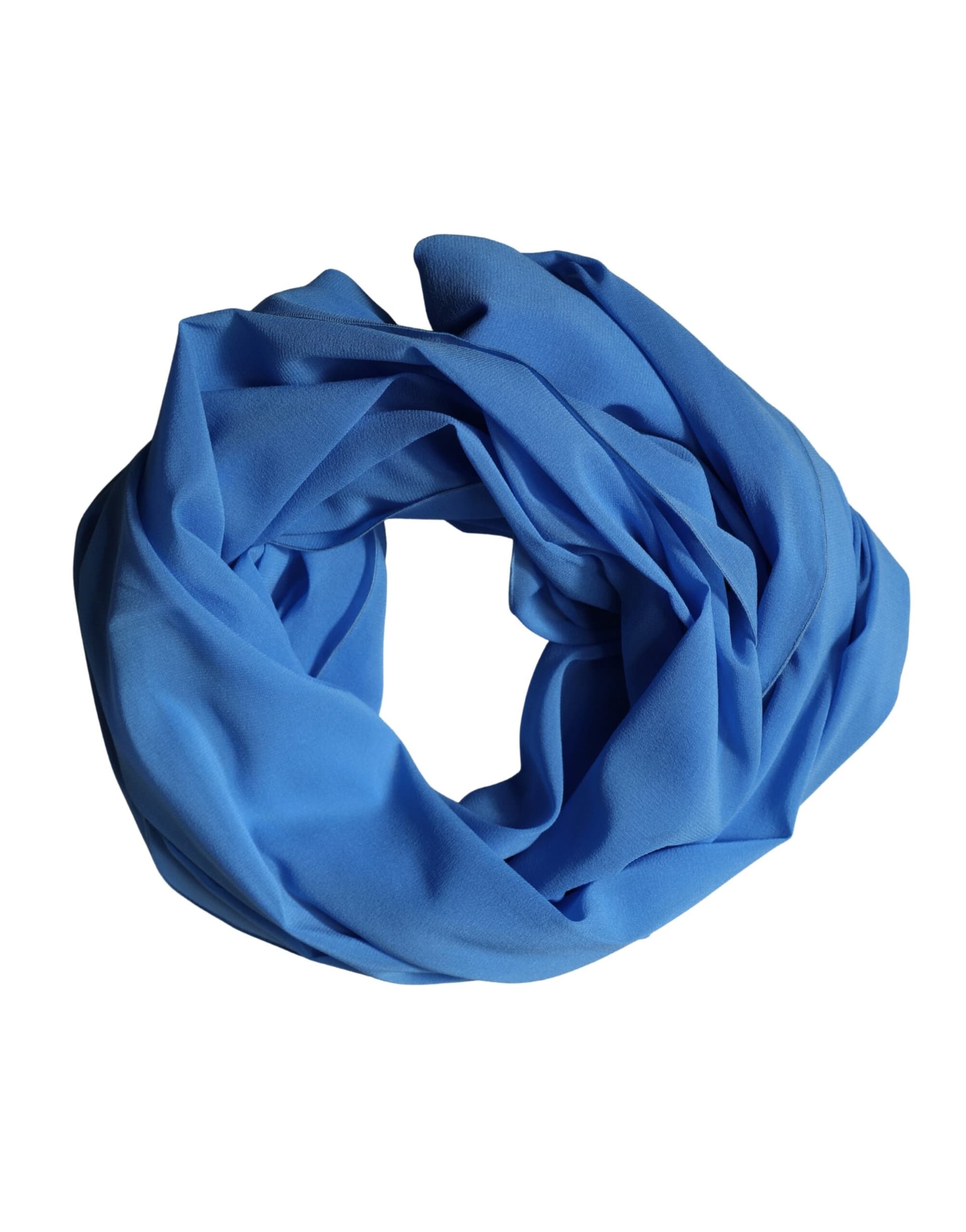 Dolce & Gabbana Blue Silk Neck Wrap Shawl Stole 200cm x 64cm Scarf - 4