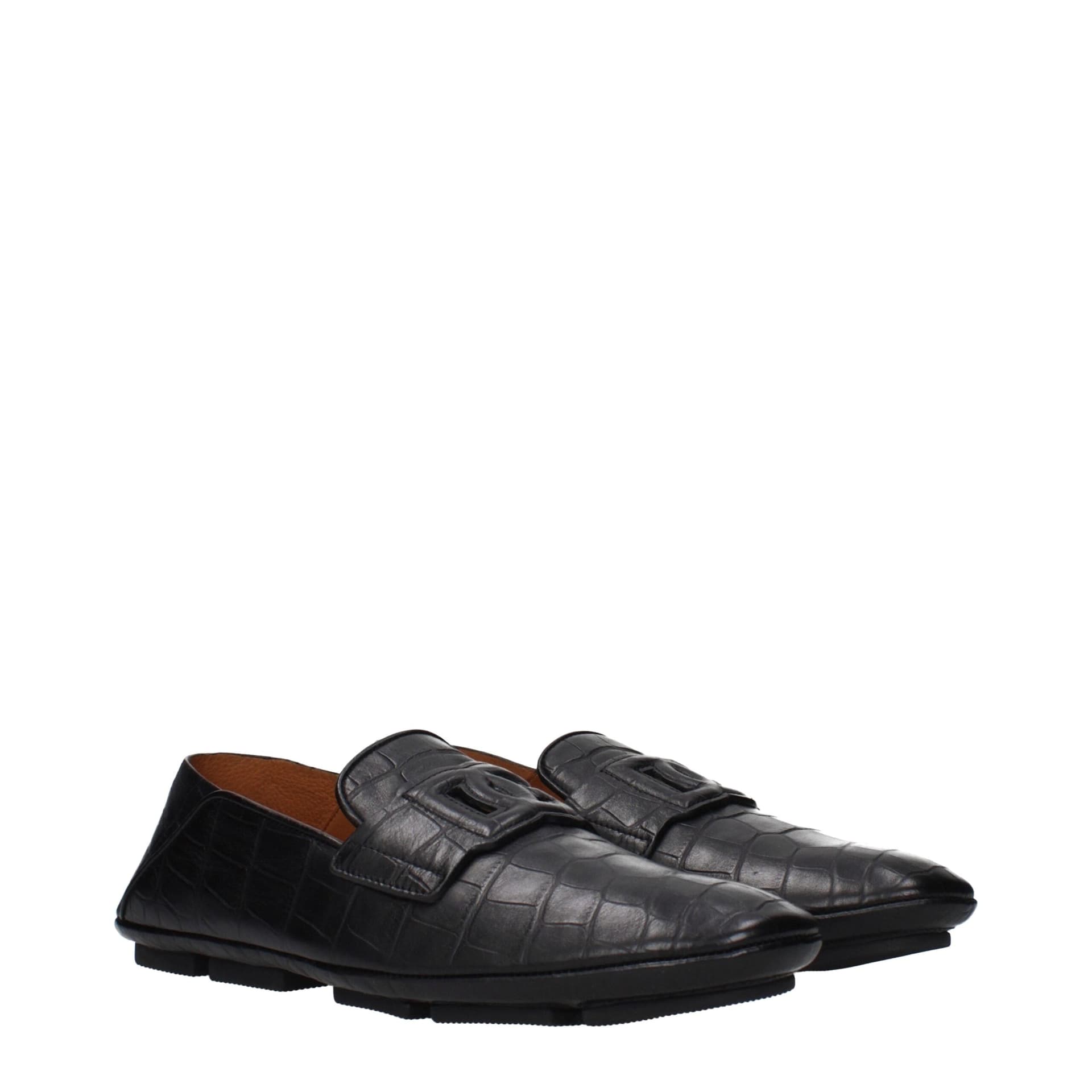 Dolce & Gabbana Black Leather Slip-On Loafers - 2