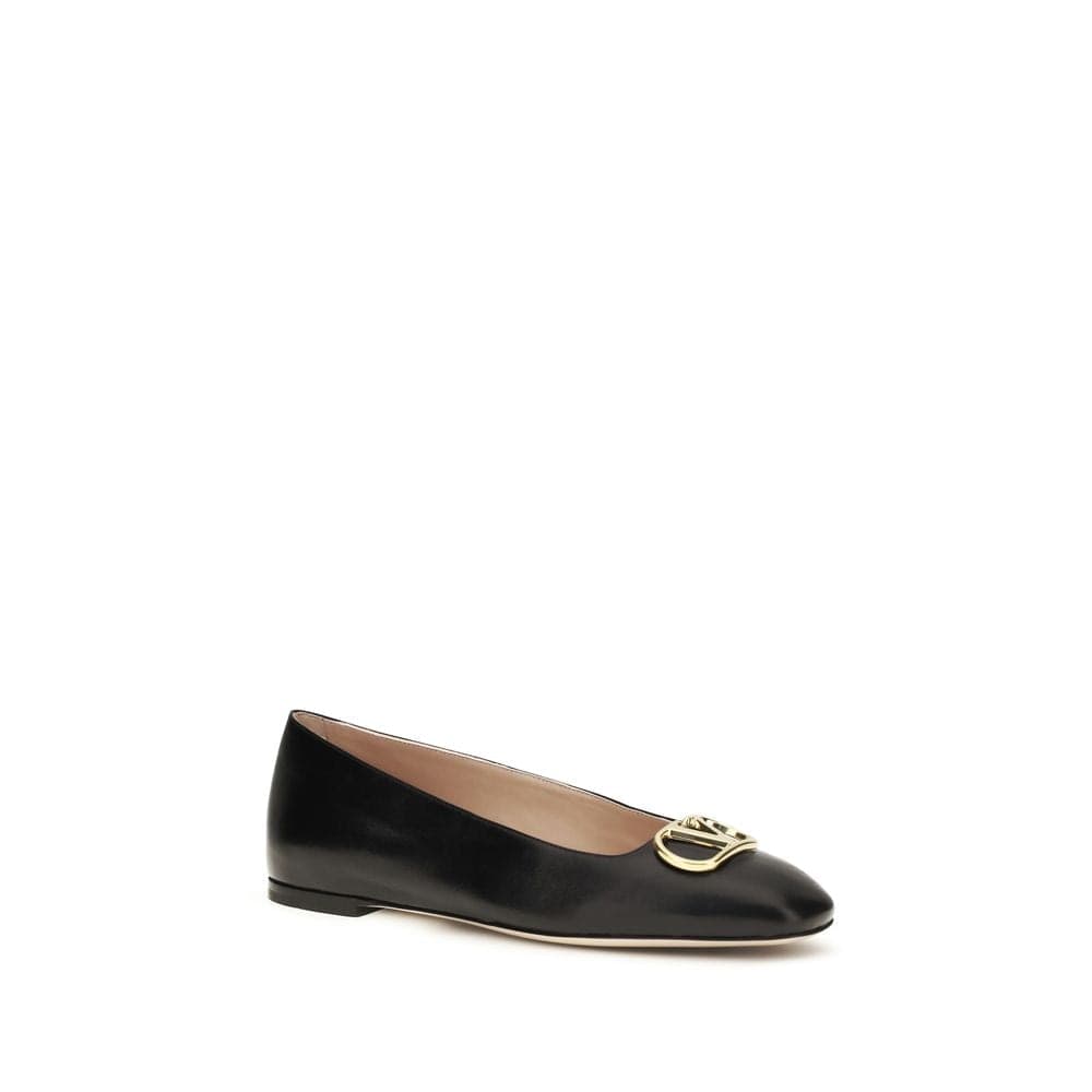 Valentino Garavani Black Calf Leather Bos Taurus Ballet Flats - 2
