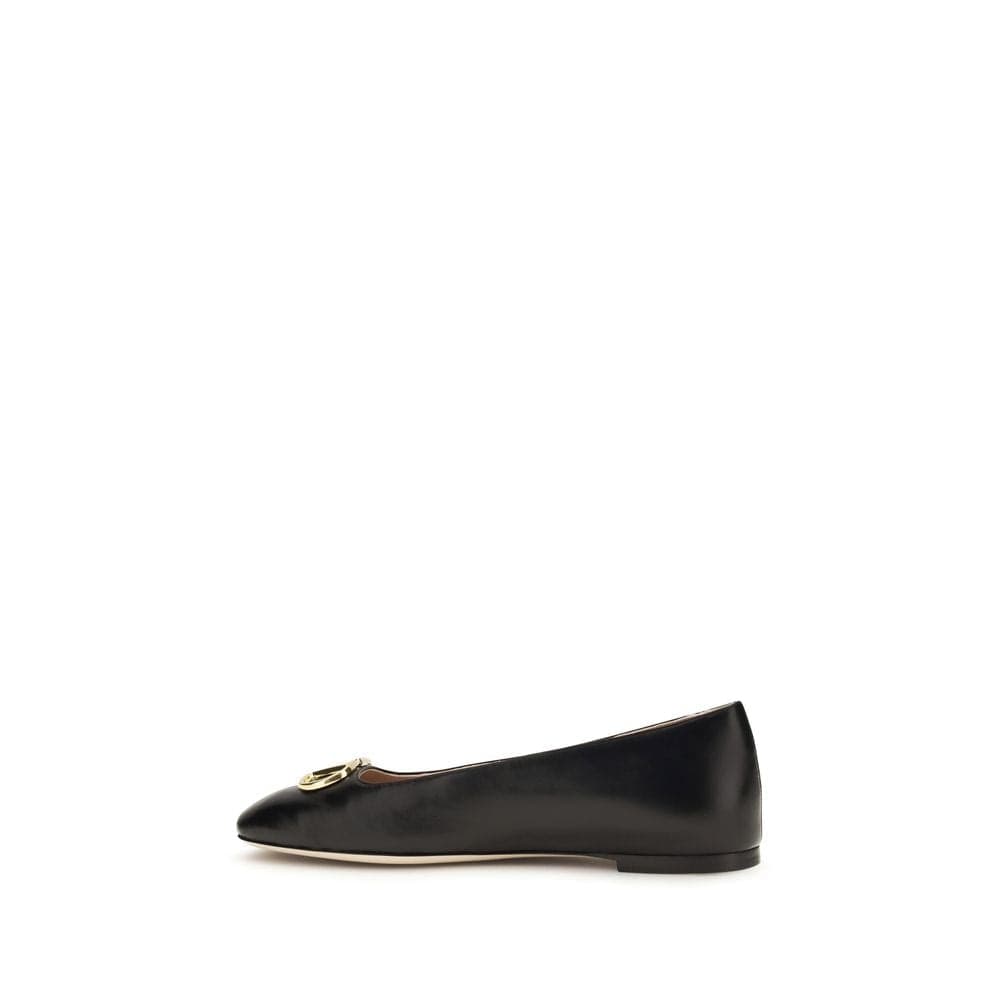 Valentino Garavani Black Calf Leather Bos Taurus Ballet Flats - 3