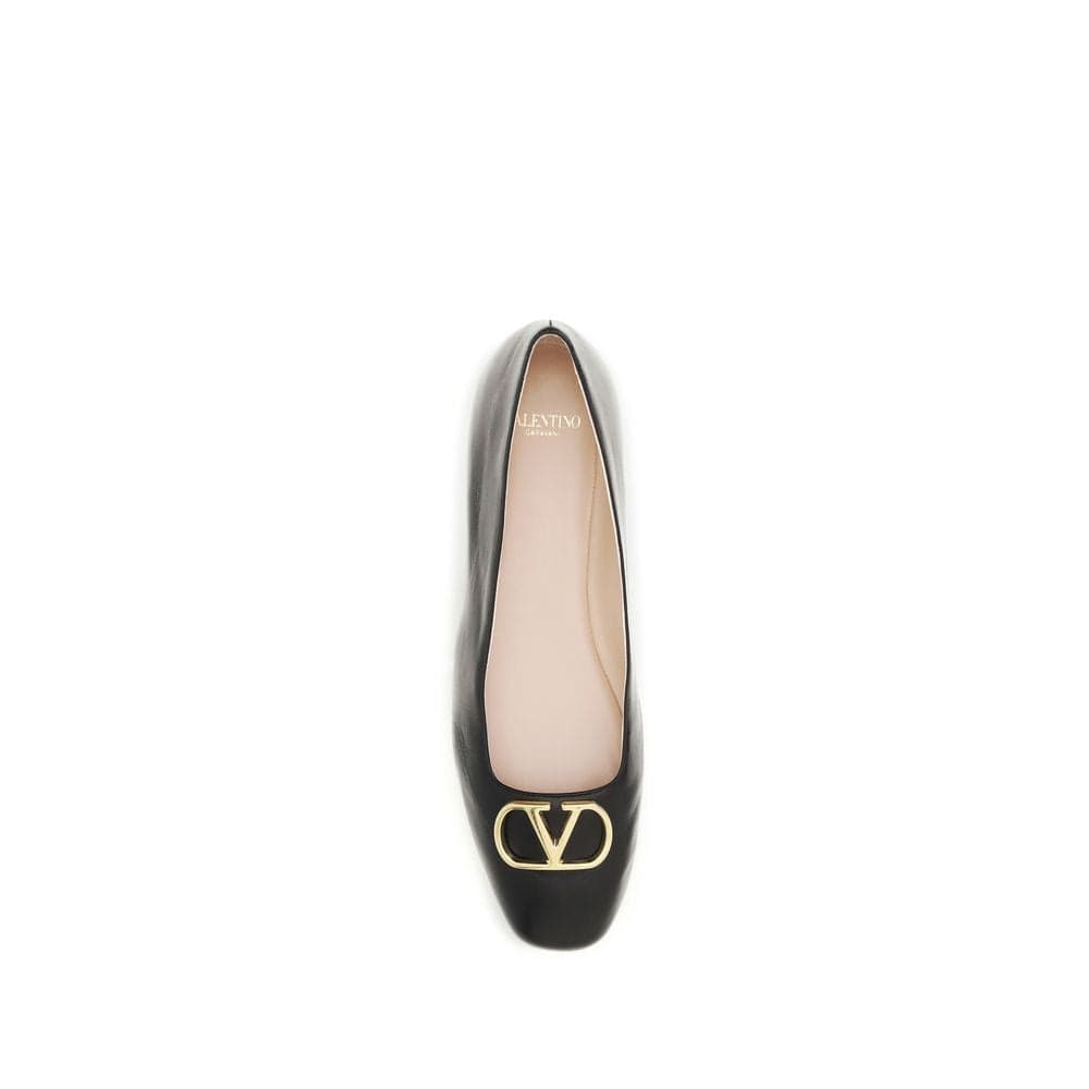 Valentino Garavani Black Calf Leather Bos Taurus Ballet Flats - 4