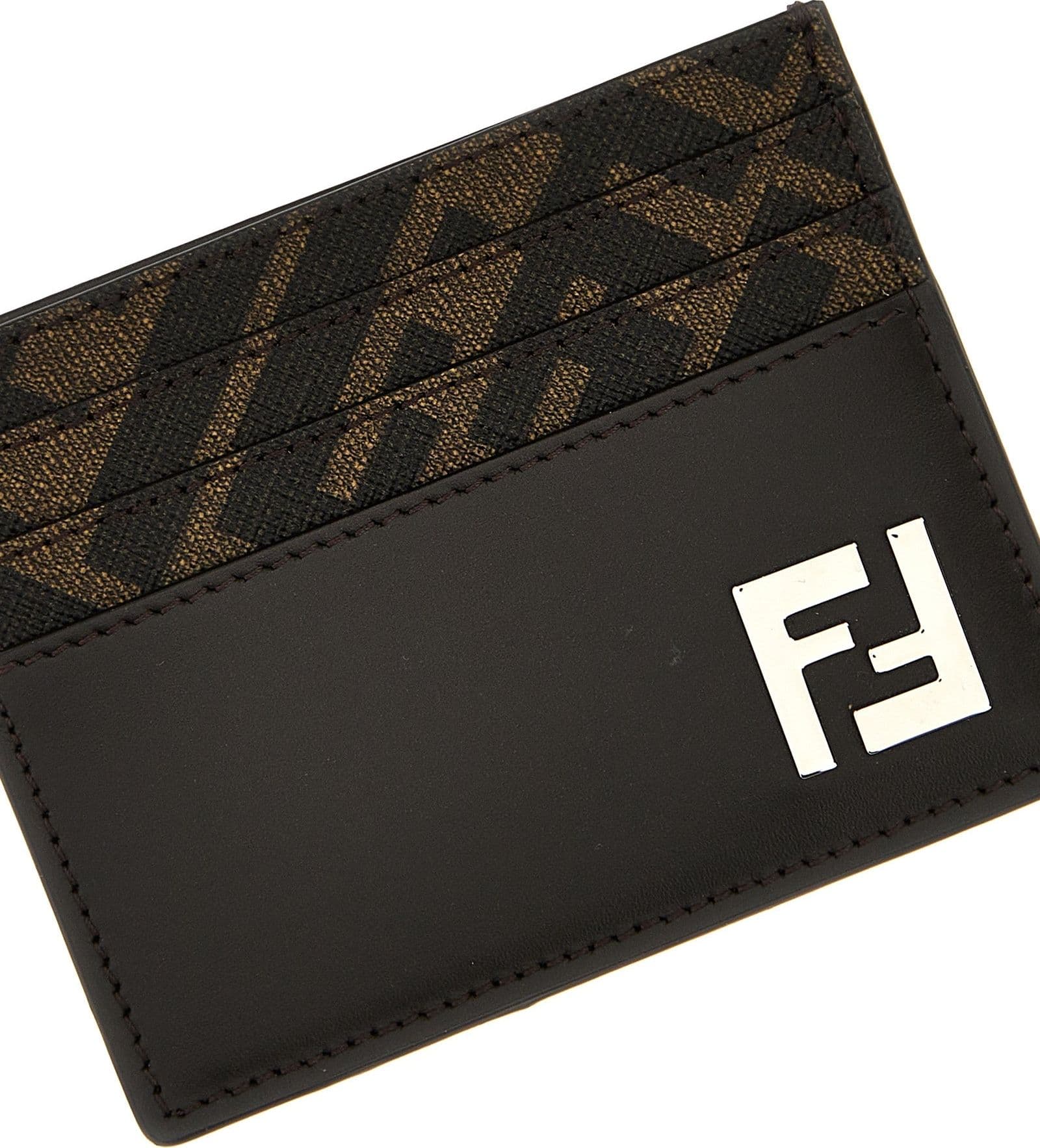 Fendi Brown Calf Leather Bos Taurus Cardholder - 3