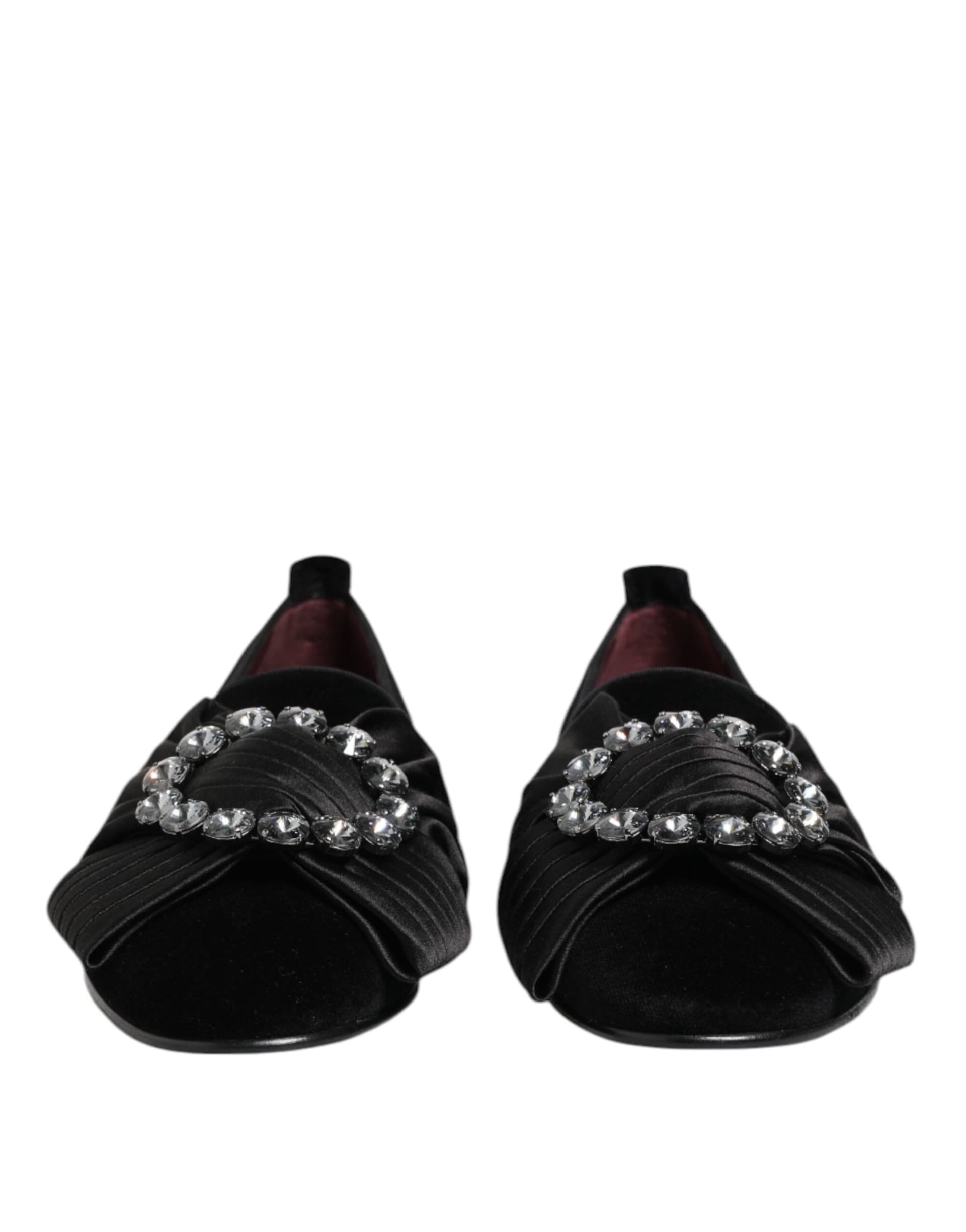 Dolce & Gabbana Black VATICANO Crystal Ribbon Slip On Shoes - 2