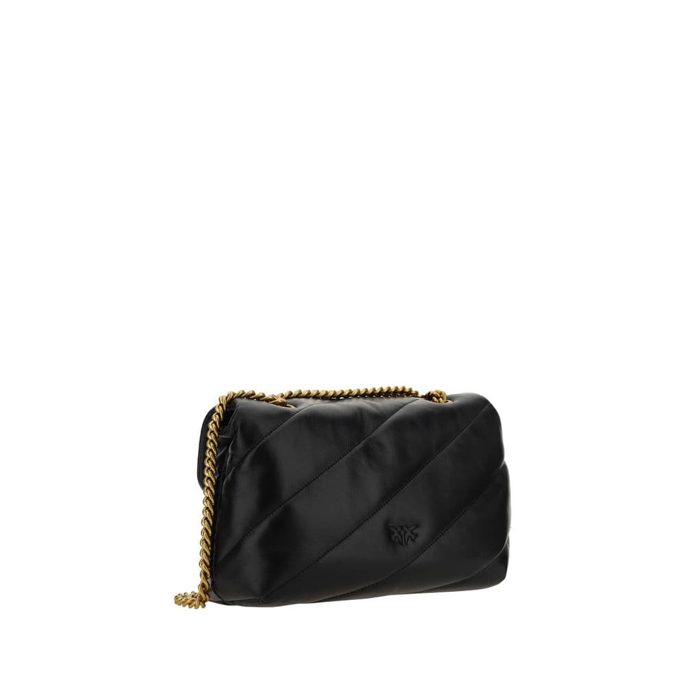 PINKO Black Calf Leather Bos Taurus Shoulder Bag - 3