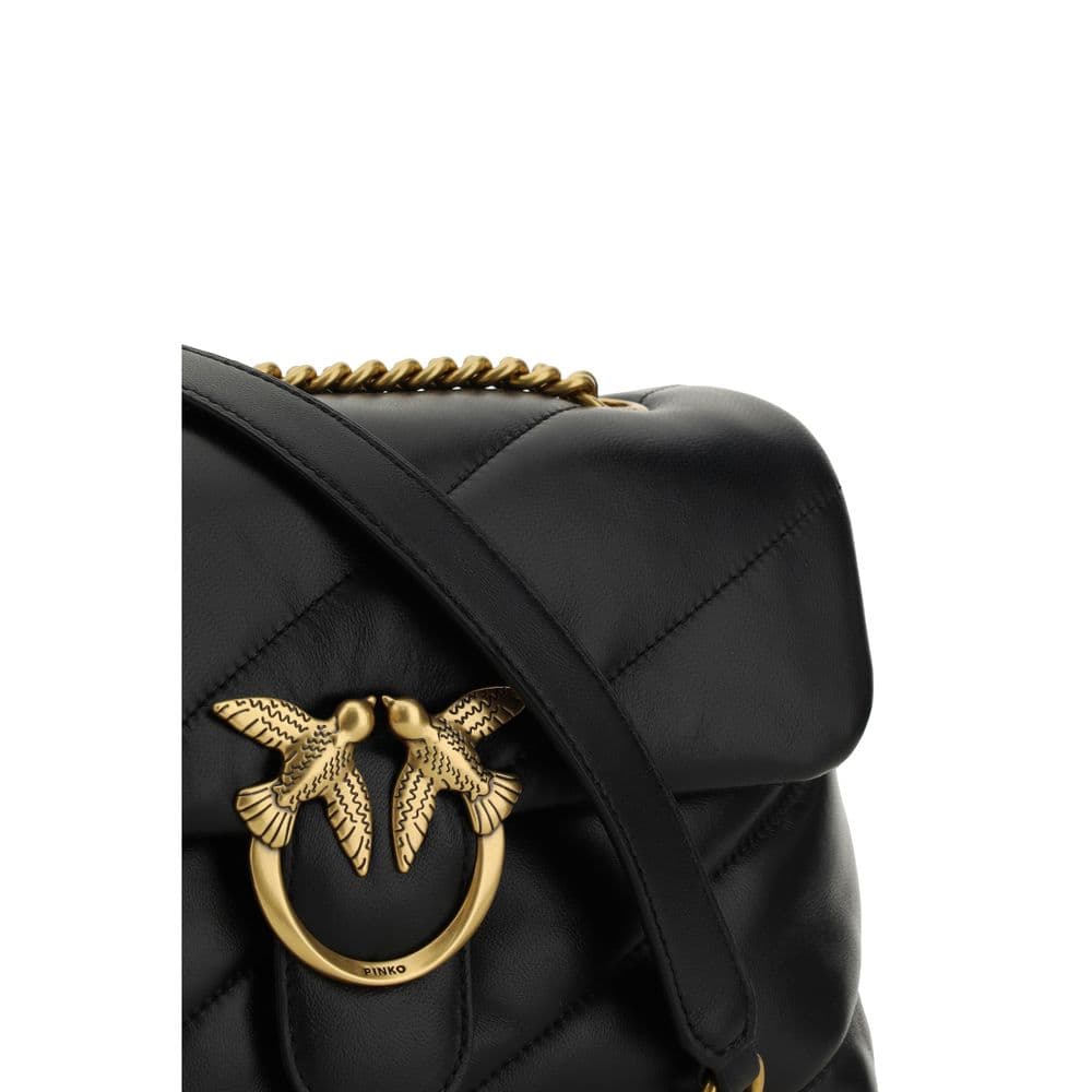 PINKO Black Calf Leather Bos Taurus Shoulder Bag - 4