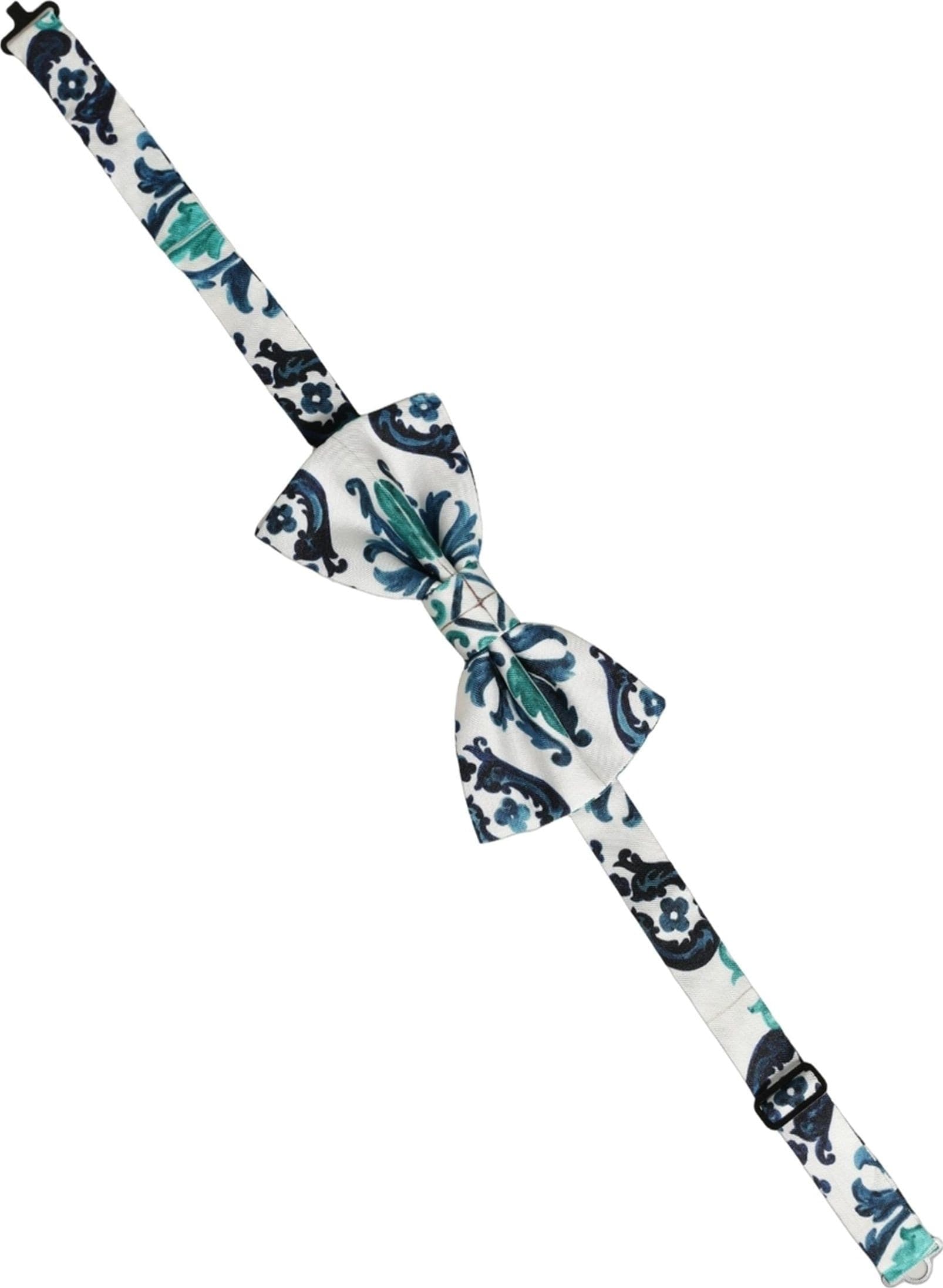 Dolce & Gabbana Men White Sicilian Silk Adjustable Neck Papillon Bow Tie - 2