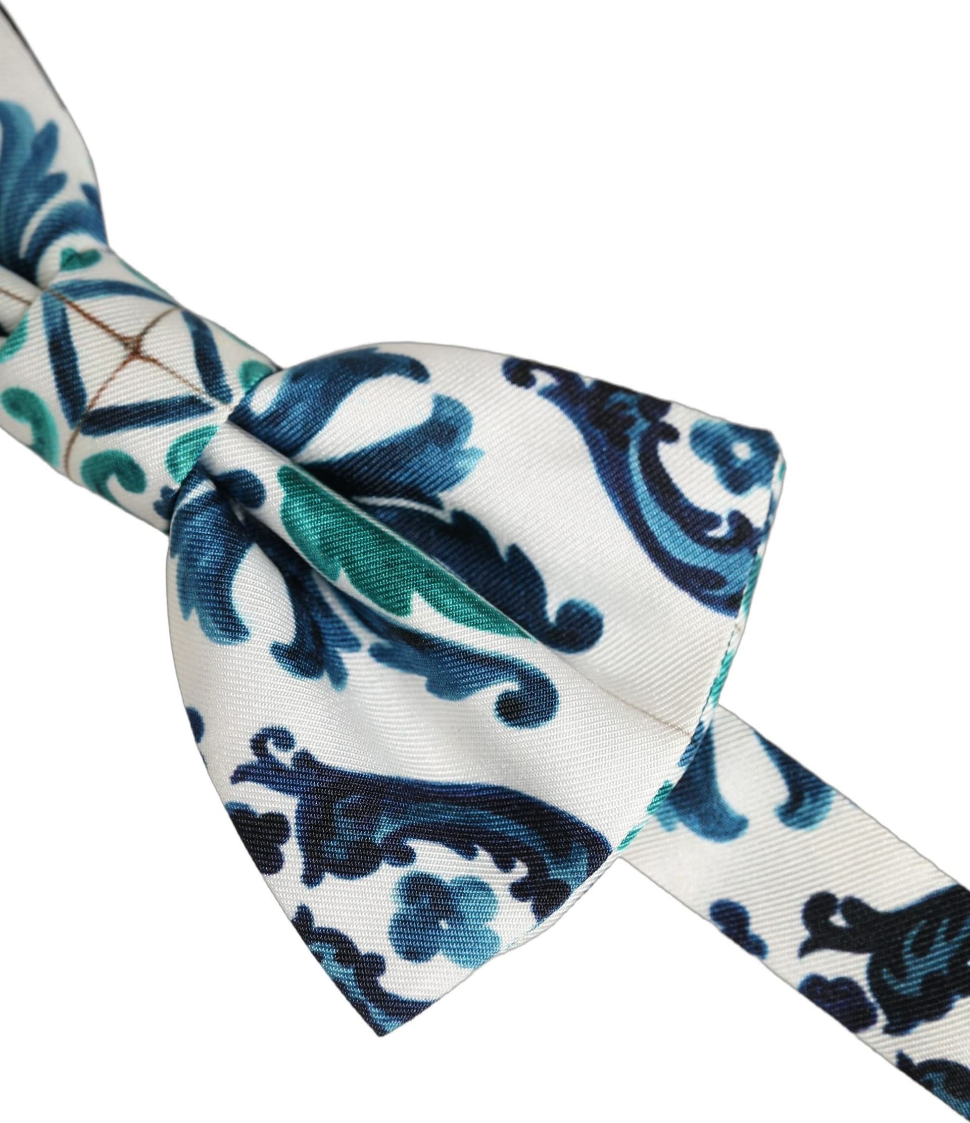 Dolce & Gabbana Men White Sicilian Silk Adjustable Neck Papillon Bow Tie - 3