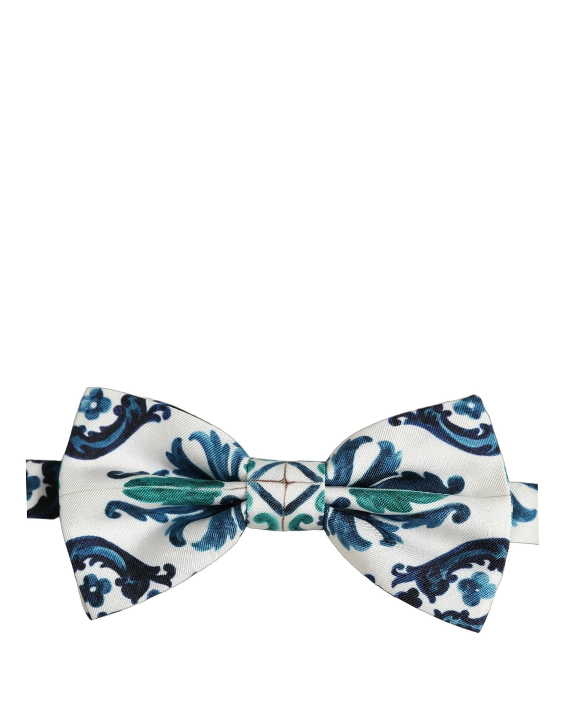 Dolce & Gabbana Men White Sicilian Silk Adjustable Neck Papillon Bow Tie - 4