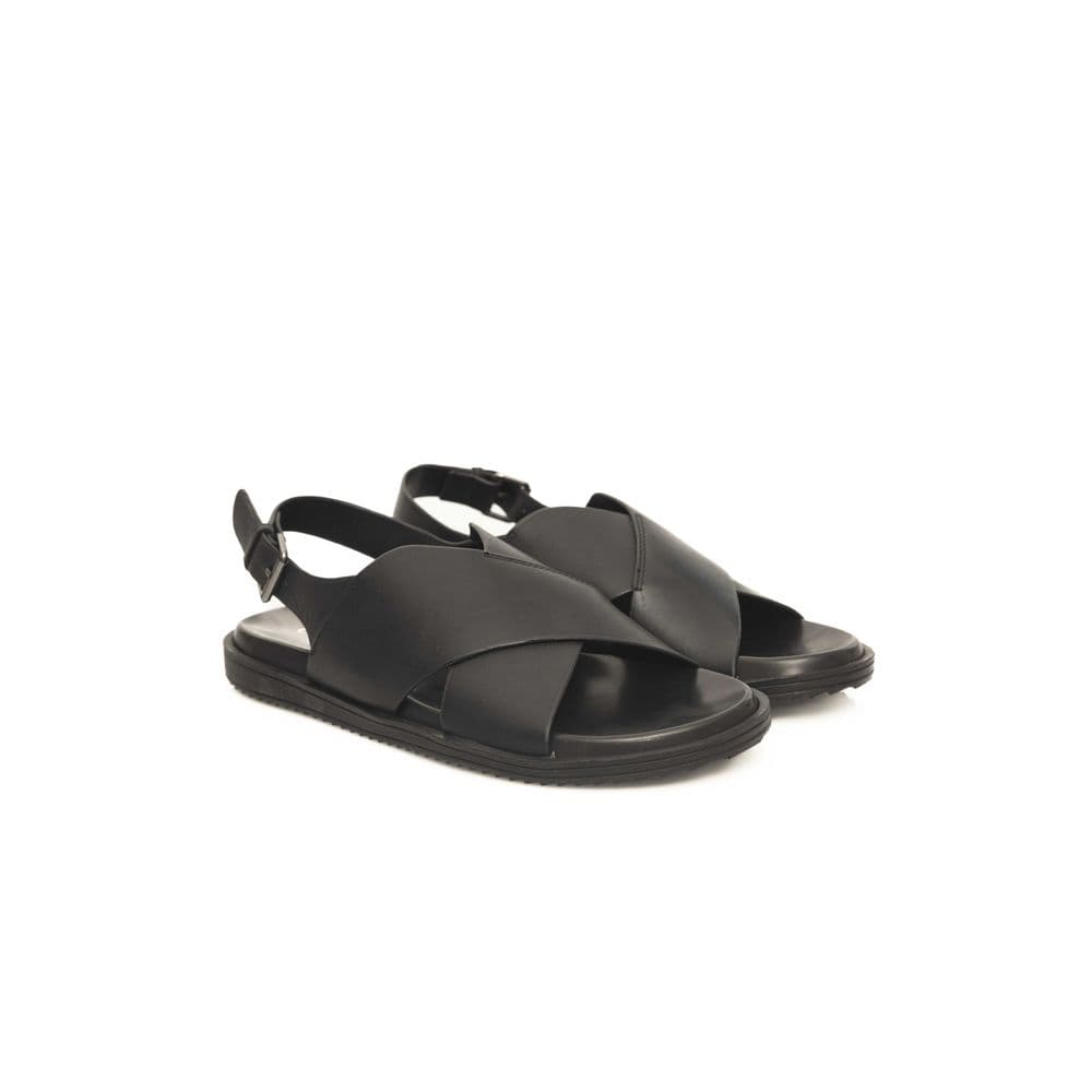 Cerruti 1881 Black Leather Men Sandal - 3