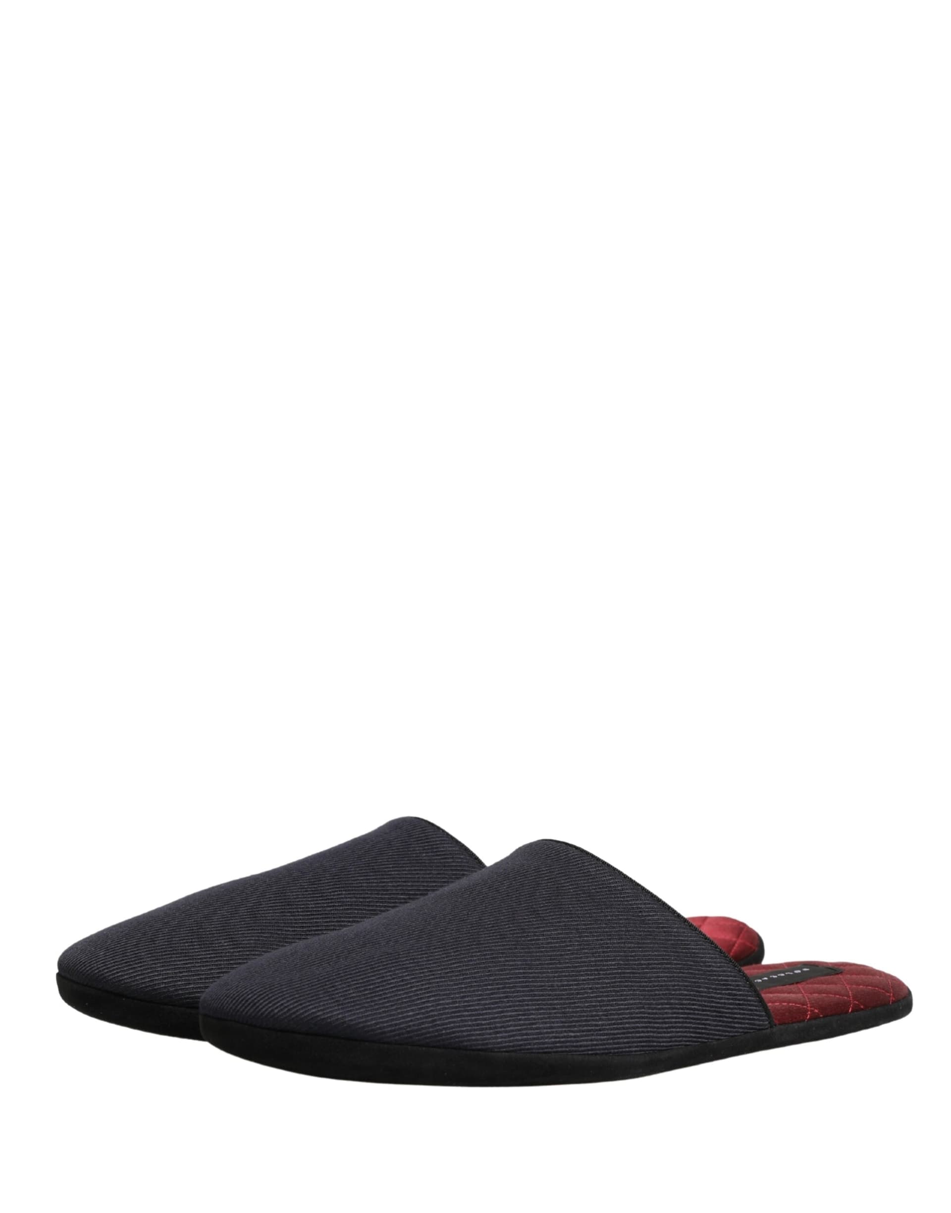 Dolce & Gabbana Dark Navy Wool Cotton Red Chevron Slippers Shoes - 3