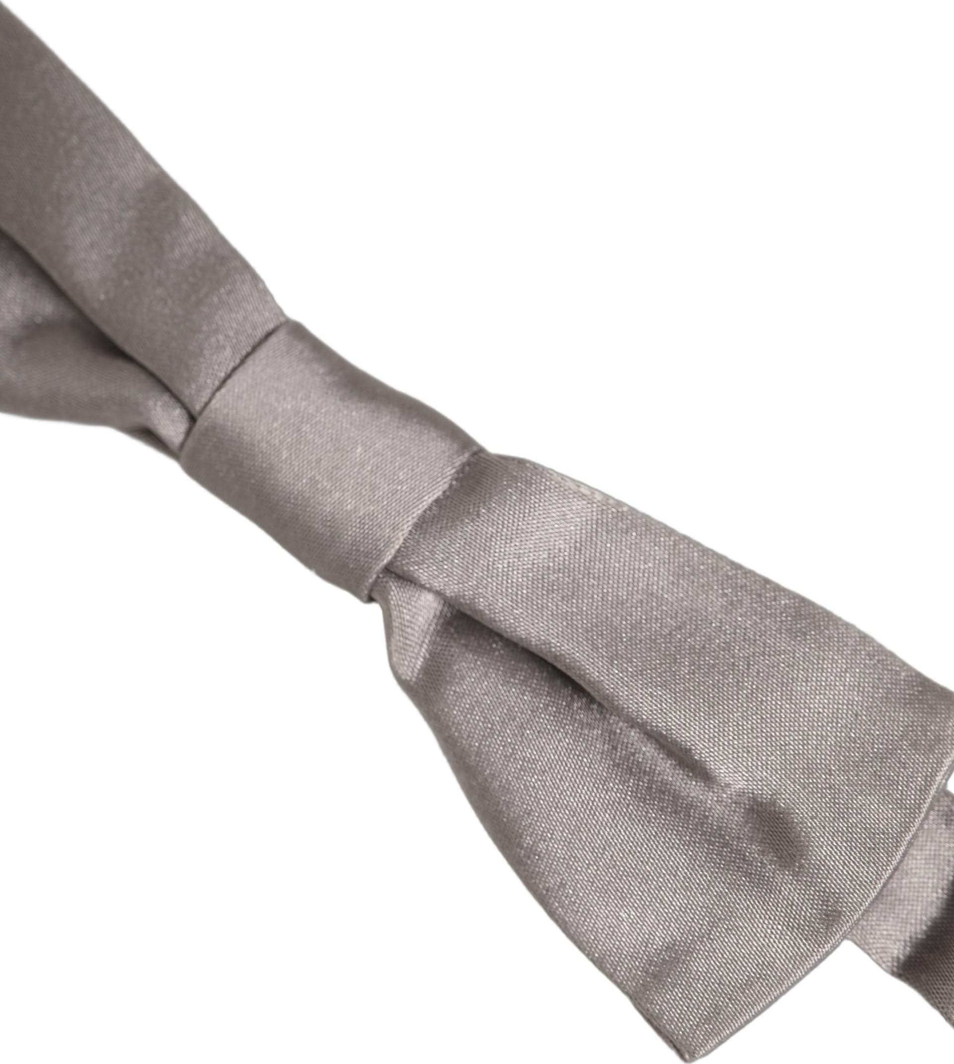 Dolce & Gabbana Men Gray 100% Silk Adjustable Neck Papillon Bow Tie - 4