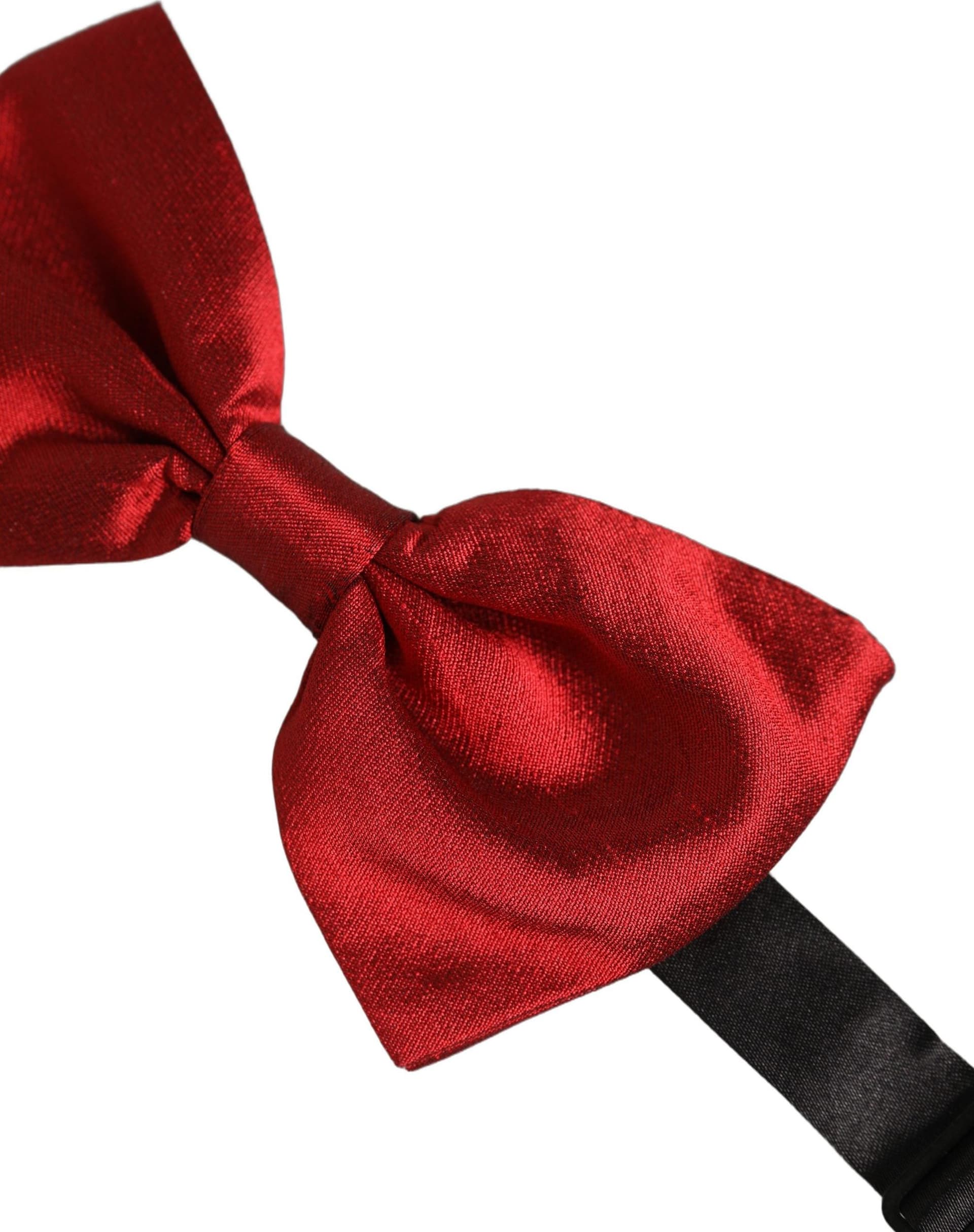 Dolce & Gabbana Men Black Red Silk Adjustable Neck Papillon Bow Tie - 3