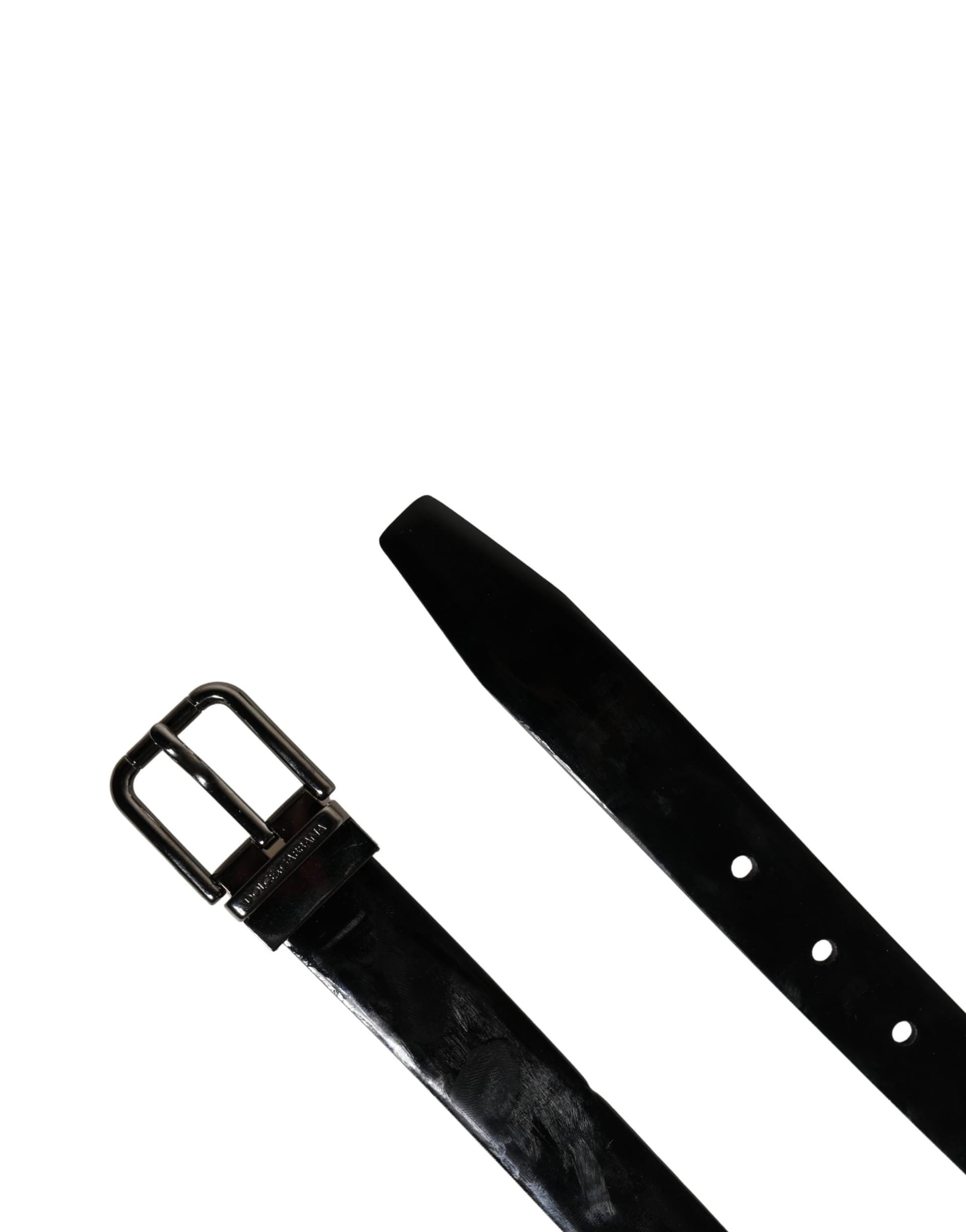 Dolce & Gabbana Men Black Classic Leather Metal Buckle Belt - 7