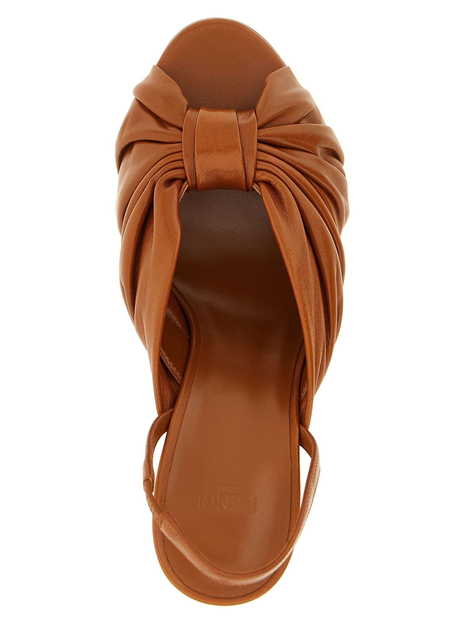Fendi Brown Lamb Leather Stiletto Heel Sandals - 4