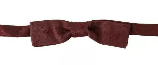 Dolce & Gabbana Bordeaux Silk Floral Faille Adjustable Bow Tie - 2