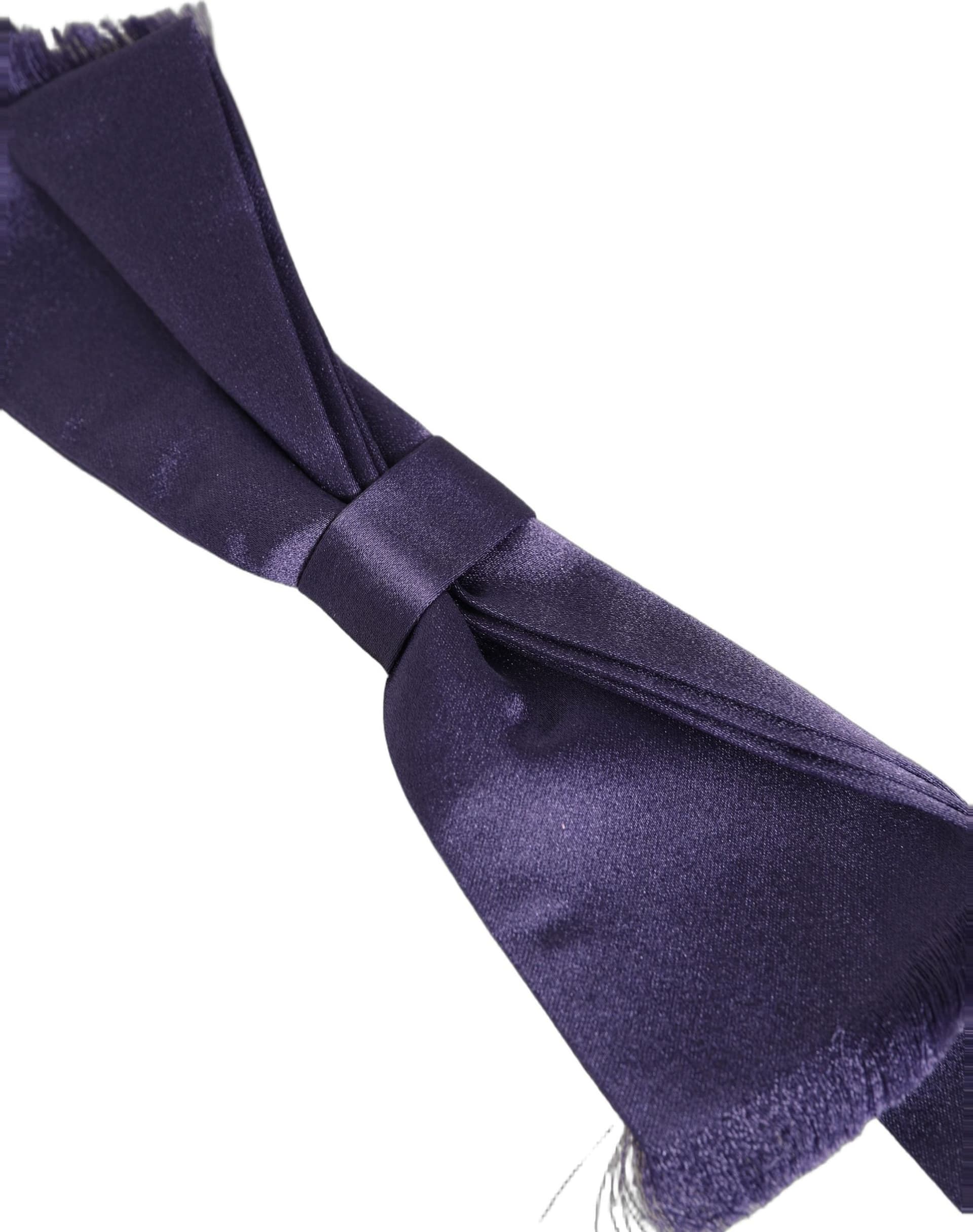Dolce & Gabbana Men Purple 100% Silk Adjustable Neck Papillon Bow Tie - 3