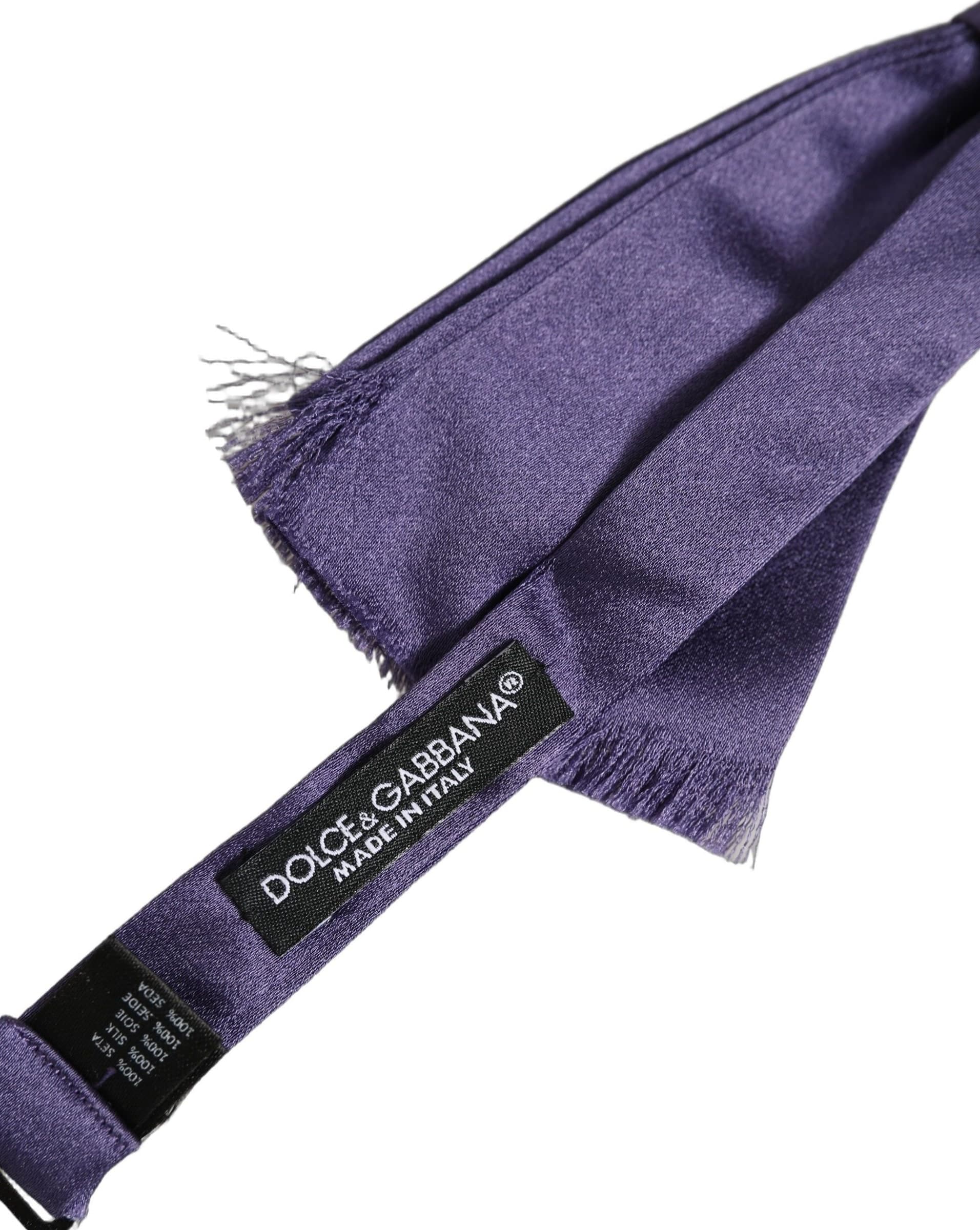 Dolce & Gabbana Men Purple 100% Silk Adjustable Neck Papillon Bow Tie - 6