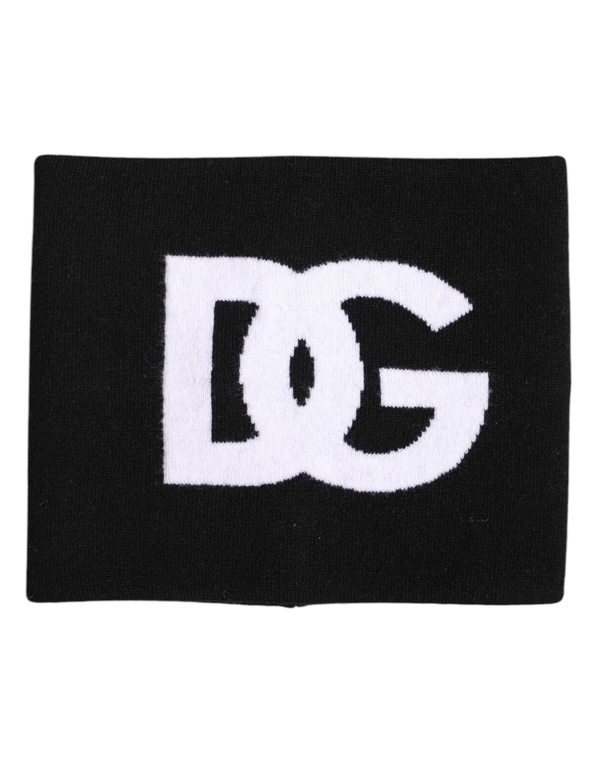 Dolce & Gabbana Black White Logo Print Knitted Neck Warmer Scarf - 2
