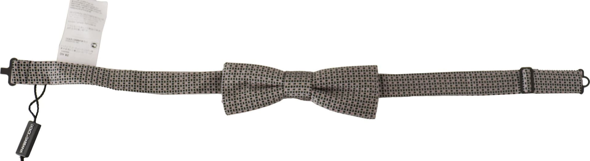 Dolce & Gabbana Black White Flower Pattern Silk Neck Papillon Tie - 5