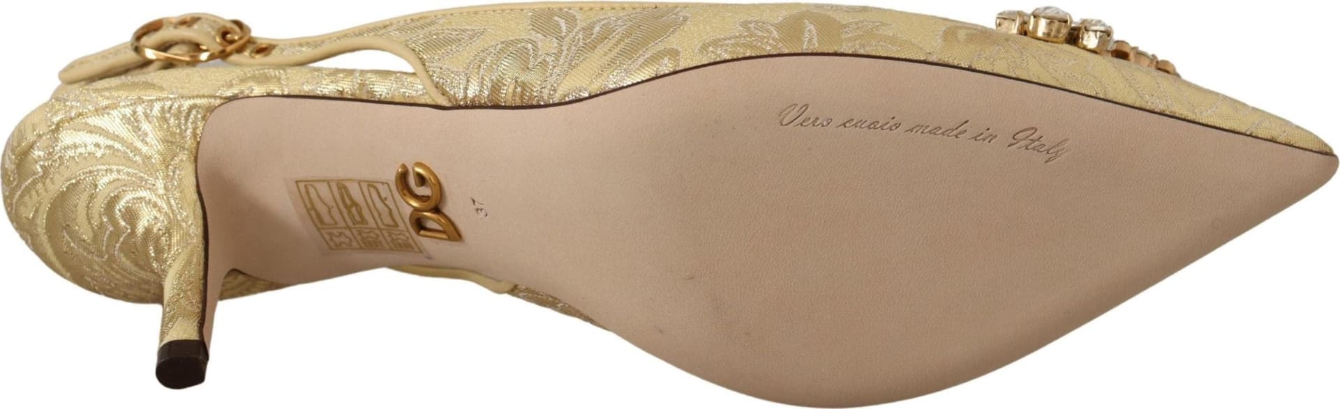 Dolce & Gabbana Gold Crystal Slingbacks Pumps Heels Shoes - 4