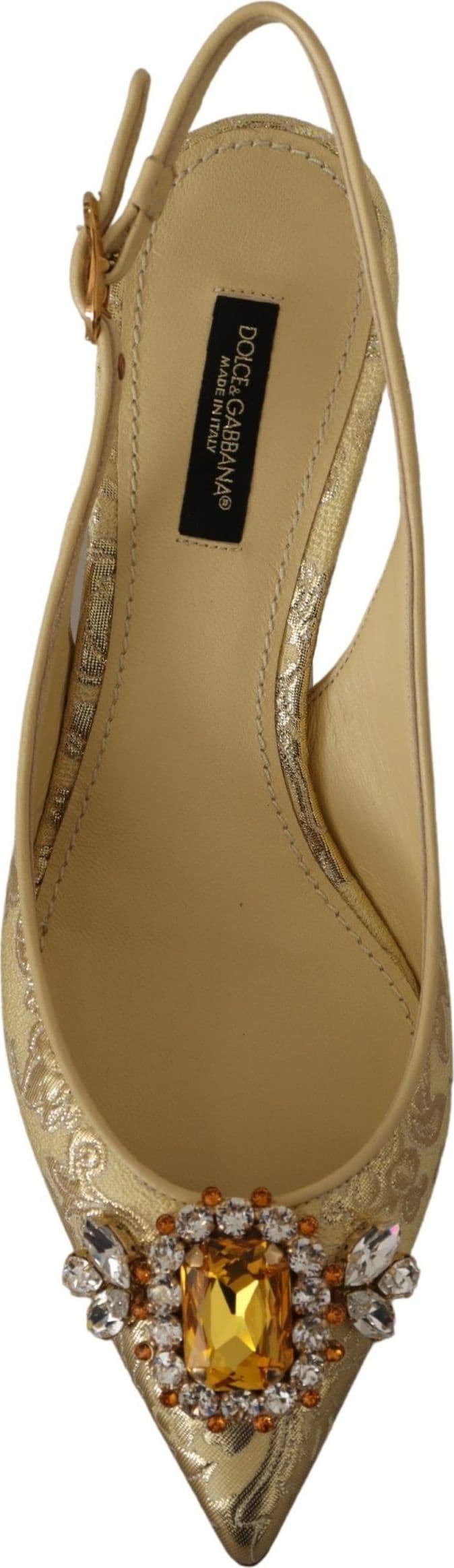 Dolce & Gabbana Gold Crystal Slingbacks Pumps Heels Shoes - 5