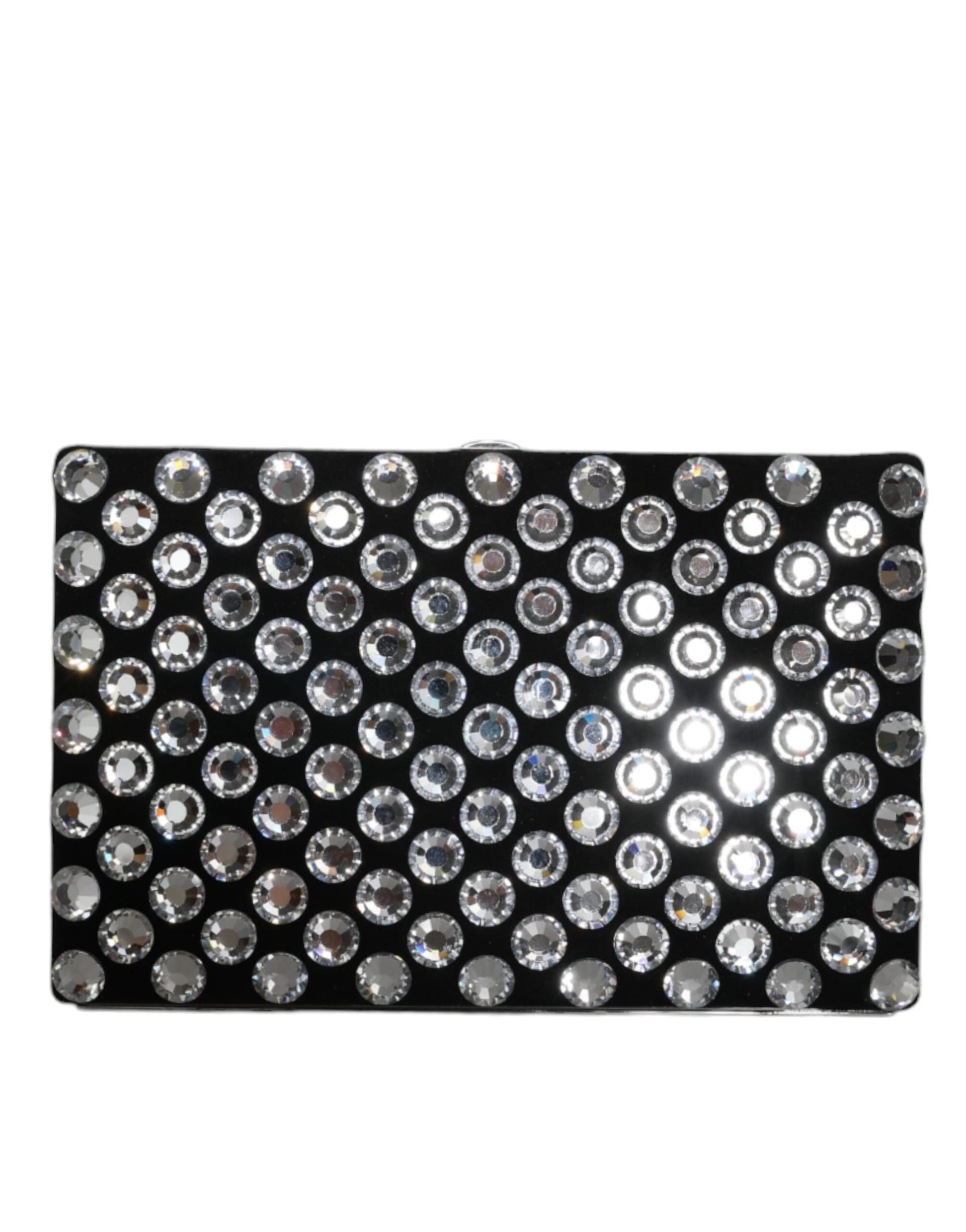 Dolce & Gabbana Black Velvet Crystal Clutch Evening Party Purse Bag - 4