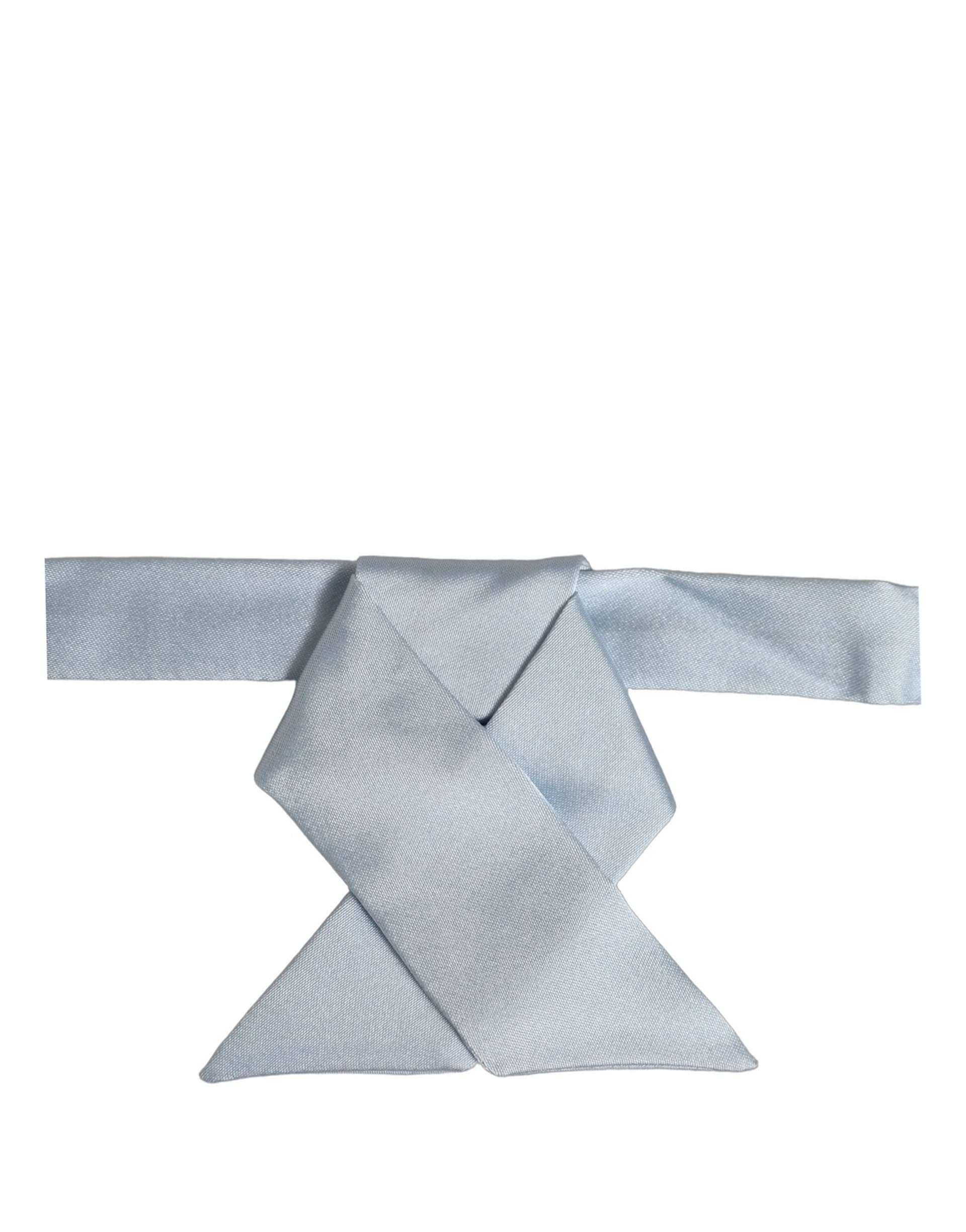 Dolce & Gabbana Men Light Blue SIlk Adjustable Neck Papillon Bow Tie - 2