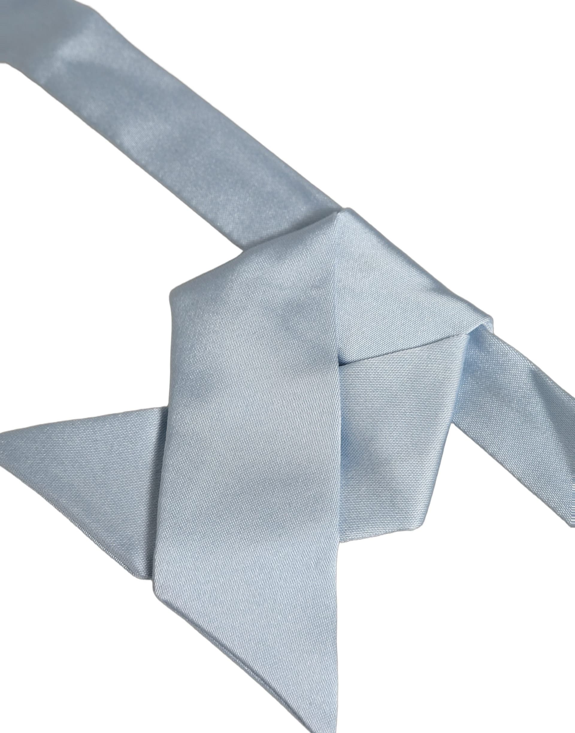 Dolce & Gabbana Men Light Blue SIlk Adjustable Neck Papillon Bow Tie - 4