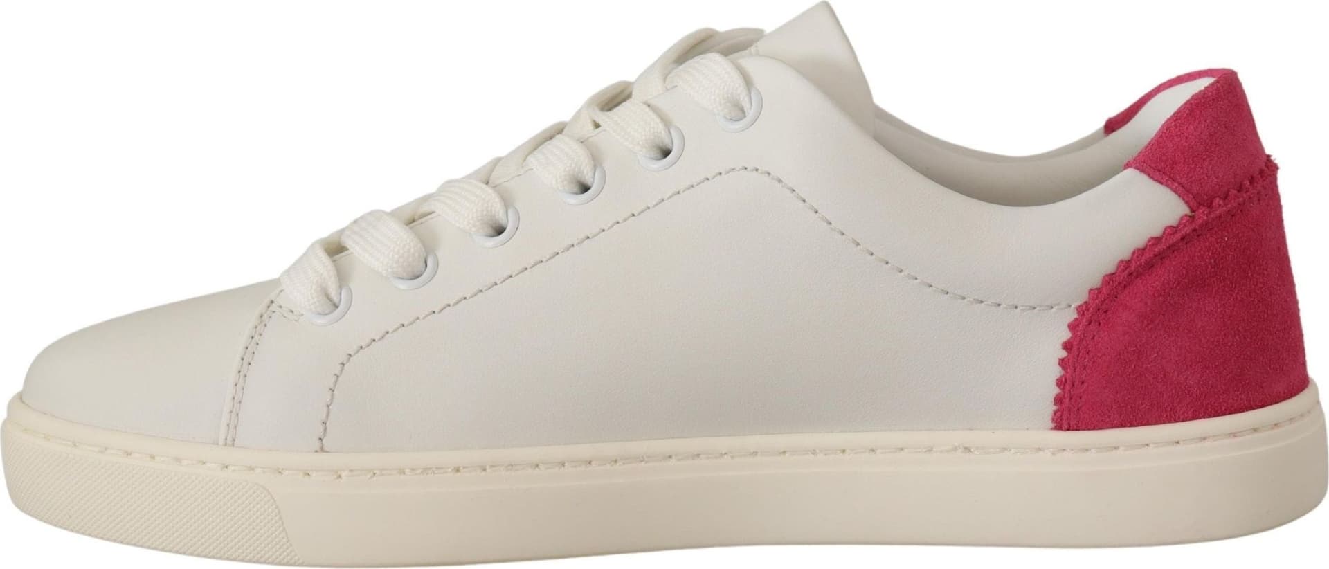 Dolce & Gabbana White Pink Leather Low Top Sneakers Womens Shoes - 3