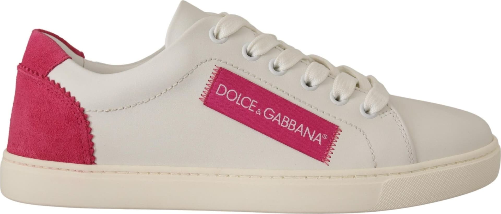 Dolce & Gabbana White Pink Leather Low Top Sneakers Womens Shoes - 4