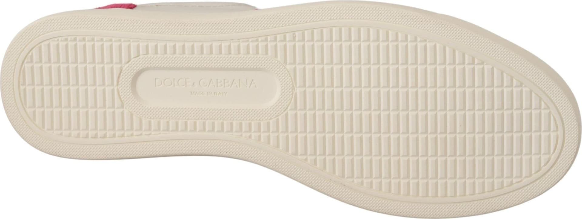 Dolce & Gabbana White Pink Leather Low Top Sneakers Womens Shoes - 5