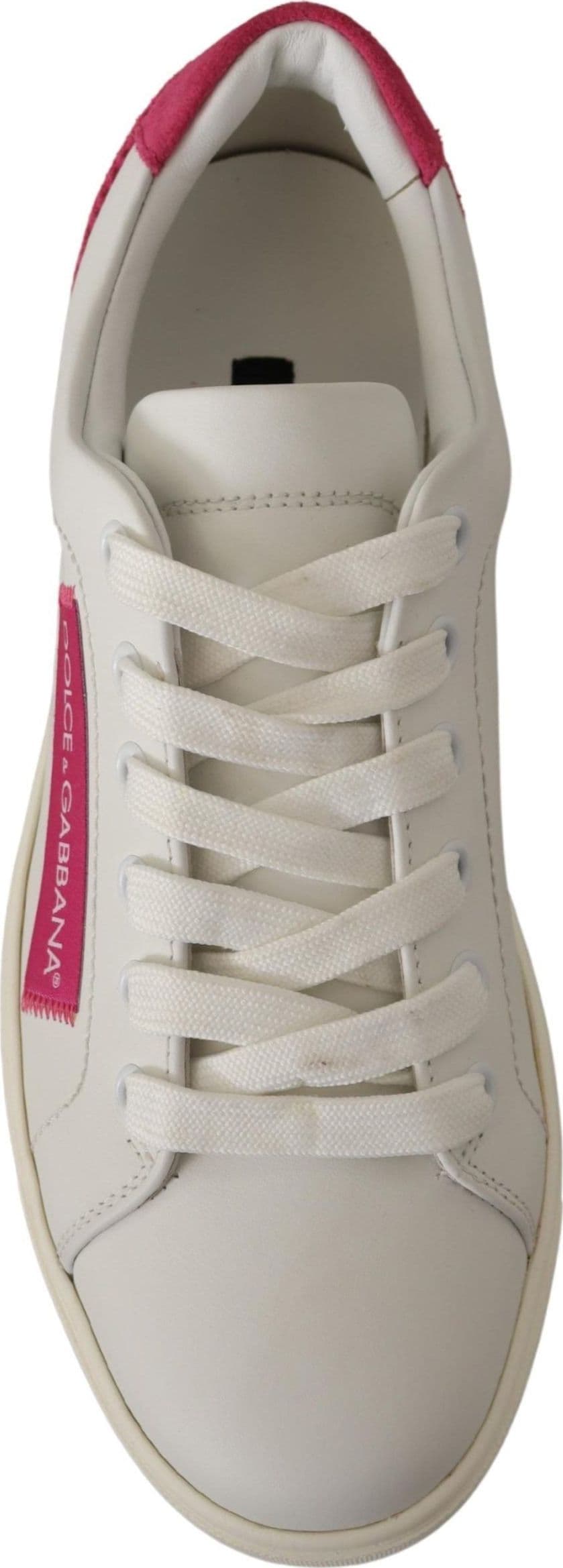 Dolce & Gabbana White Pink Leather Low Top Sneakers Womens Shoes - 6