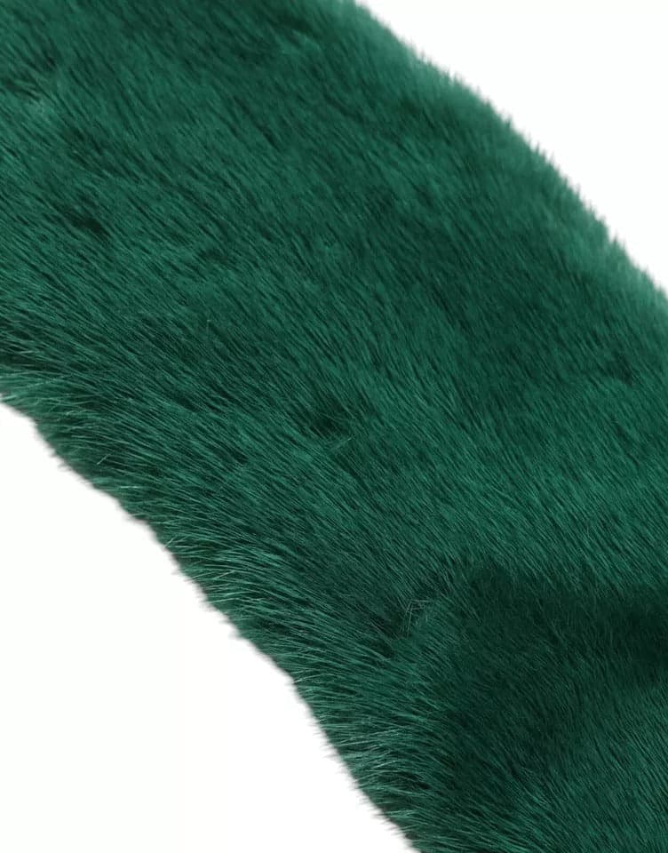 Dolce & Gabbana Green Mink Fur Collar Women Neck Wrap Scarf - 4