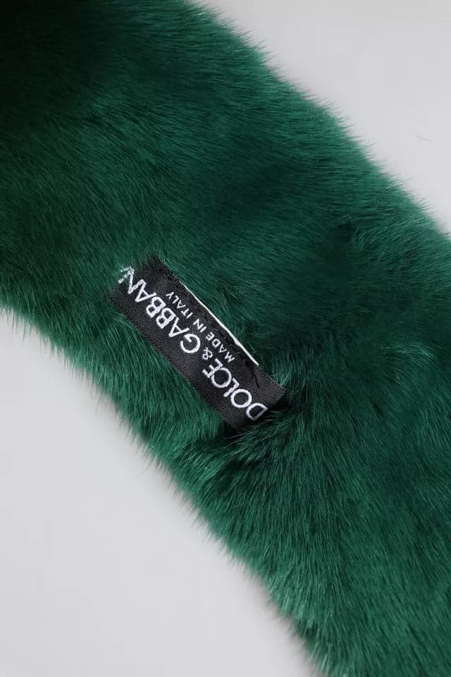 Dolce & Gabbana Green Mink Fur Collar Women Neck Wrap Scarf - 5